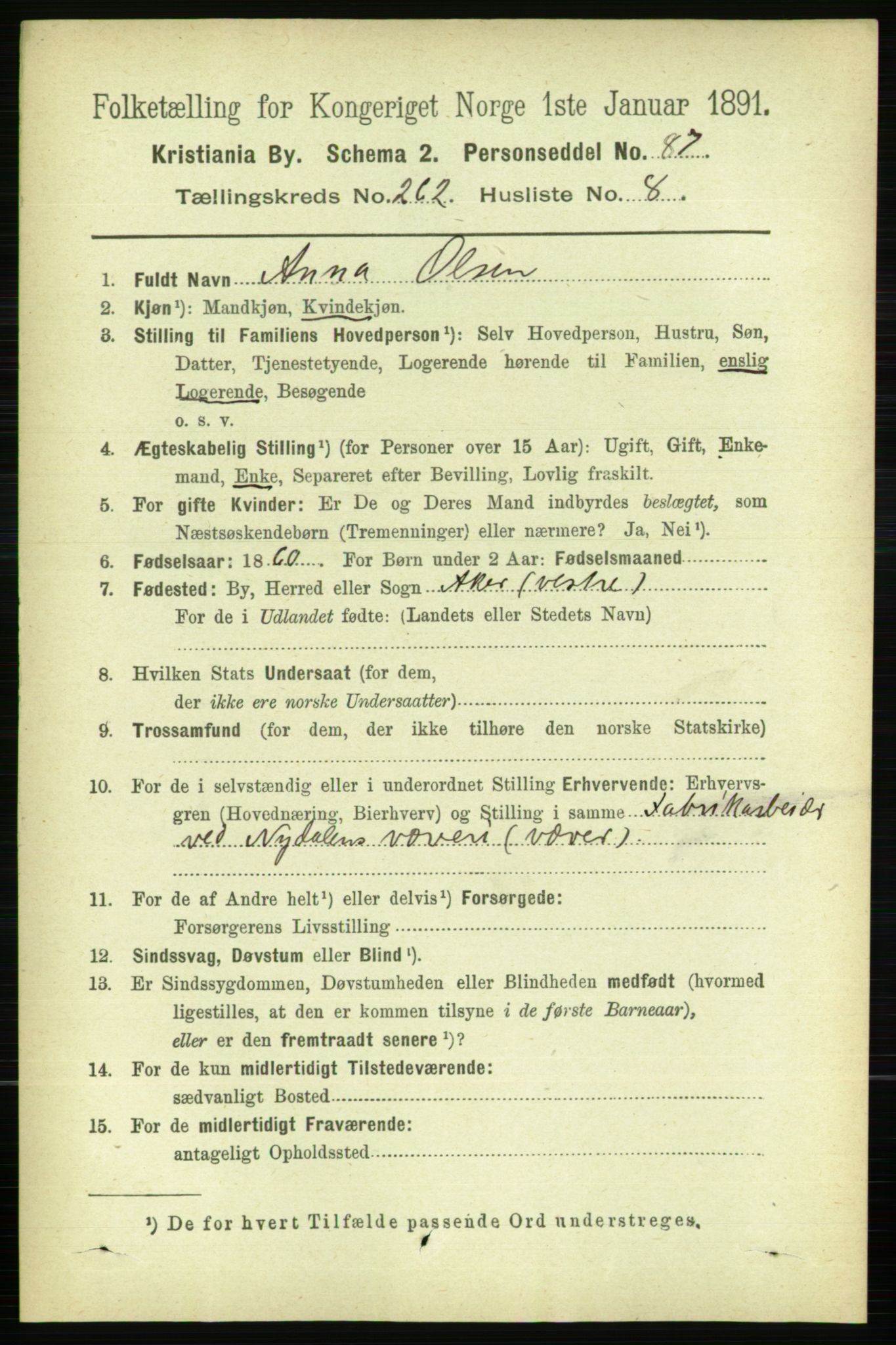 RA, 1891 census for 0301 Kristiania, 1891, p. 159239