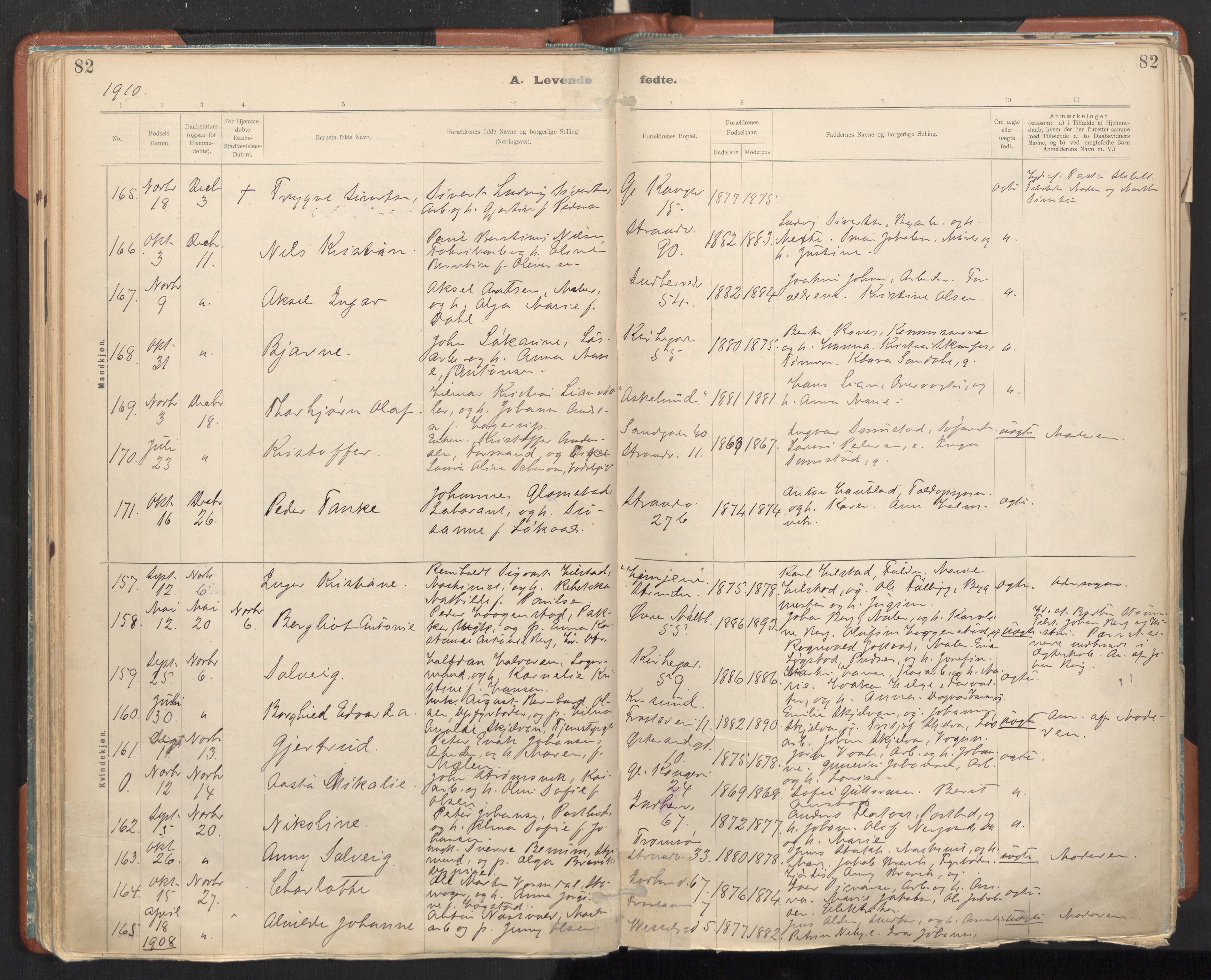 Ministerialprotokoller, klokkerbøker og fødselsregistre - Sør-Trøndelag, SAT/A-1456/605/L0243: Parish register (official) no. 605A05, 1908-1923, p. 82