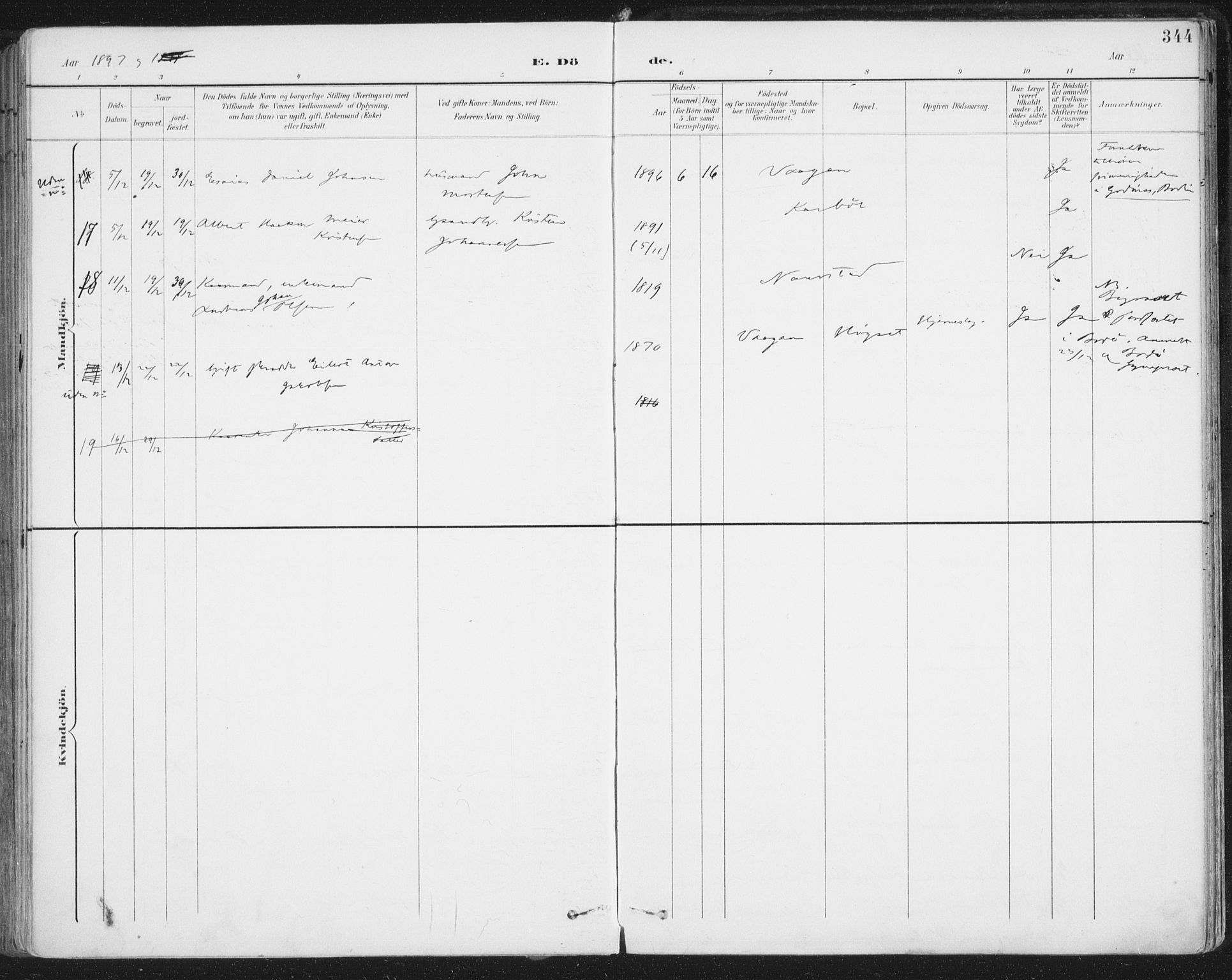 Ministerialprotokoller, klokkerbøker og fødselsregistre - Nordland, AV/SAT-A-1459/852/L0741: Parish register (official) no. 852A11, 1894-1917, p. 344