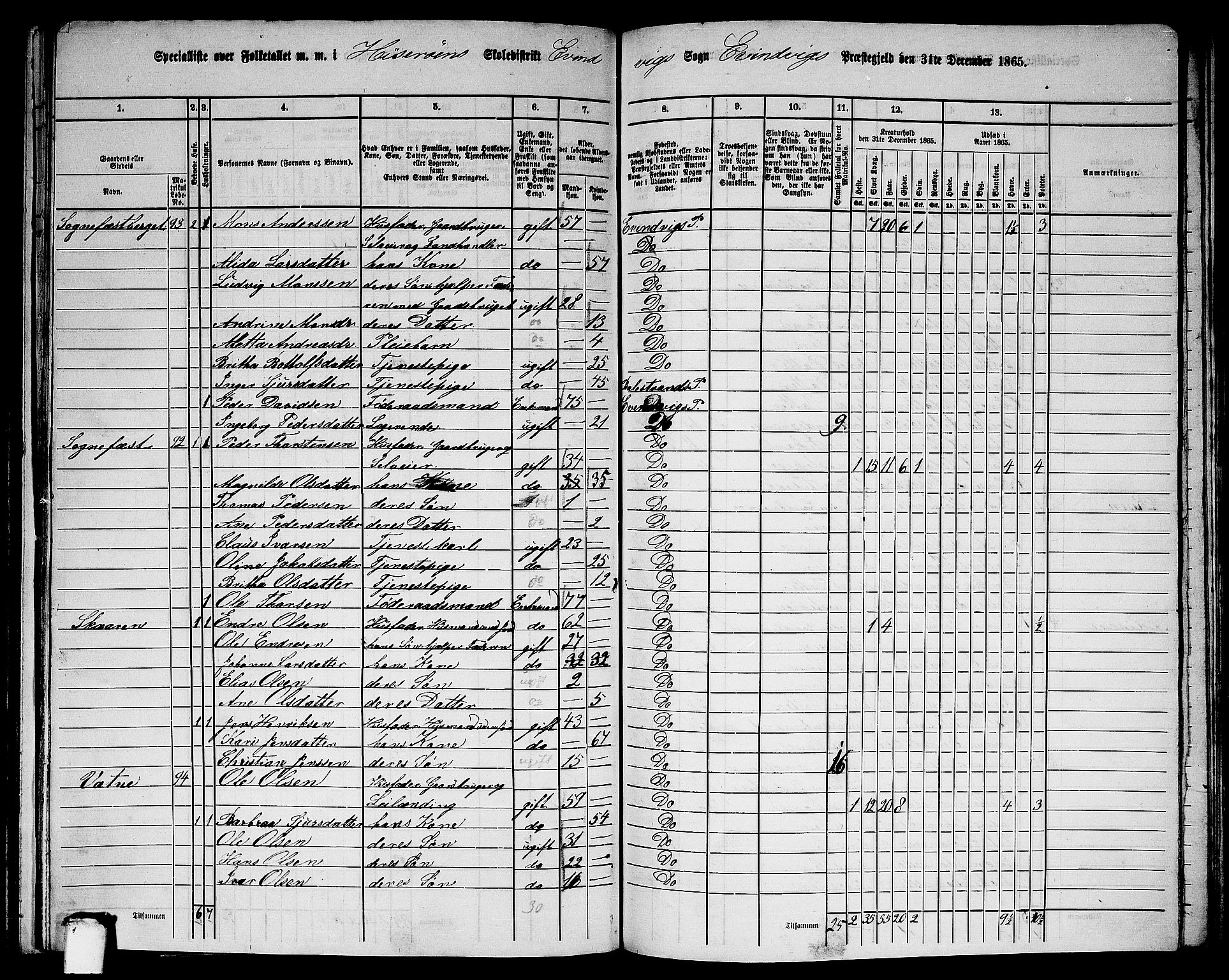 RA, 1865 census for Eivindvik, 1865, p. 124