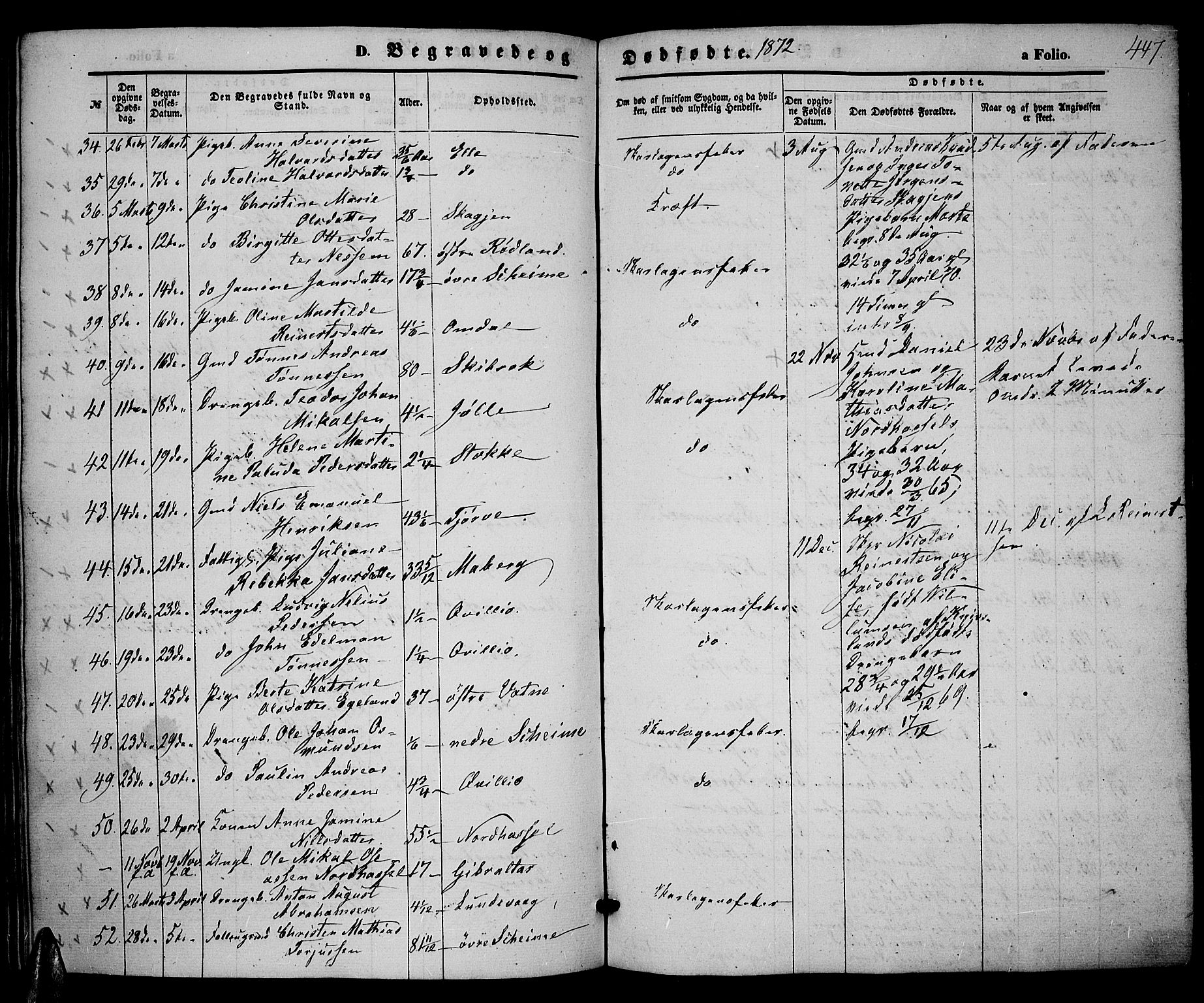 Lista sokneprestkontor, AV/SAK-1111-0027/F/Fb/L0003: Parish register (copy) no. B 3, 1862-1877, p. 447