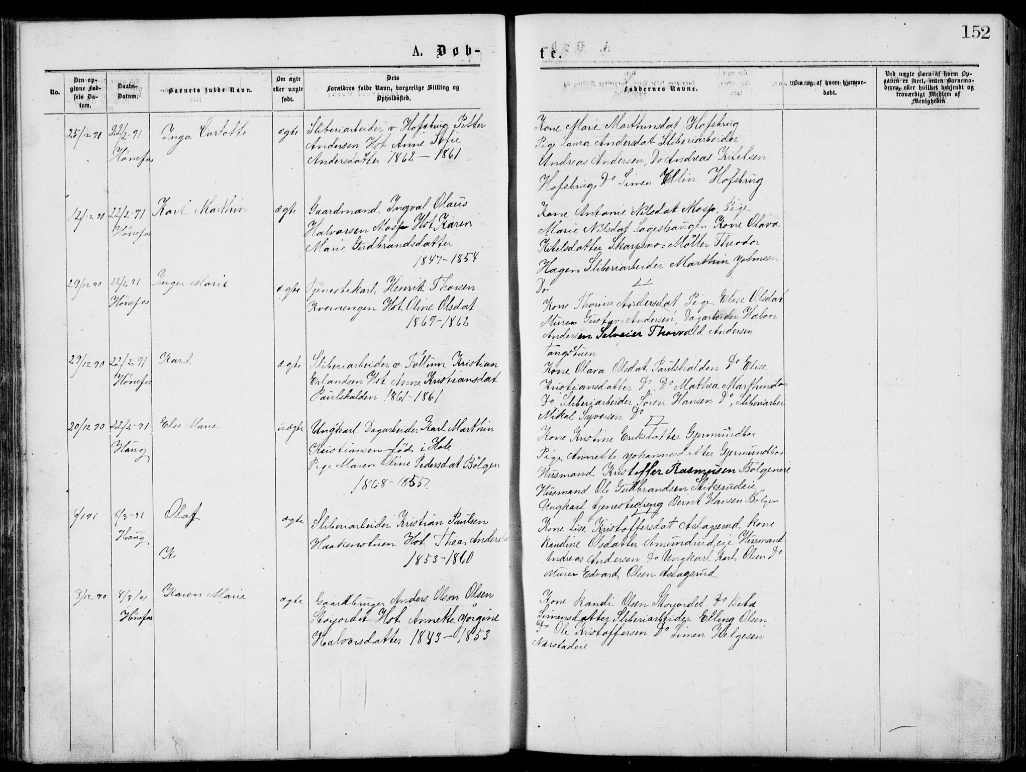 Norderhov kirkebøker, SAKO/A-237/G/Gb/L0001: Parish register (copy) no. II 1, 1876-1899, p. 152
