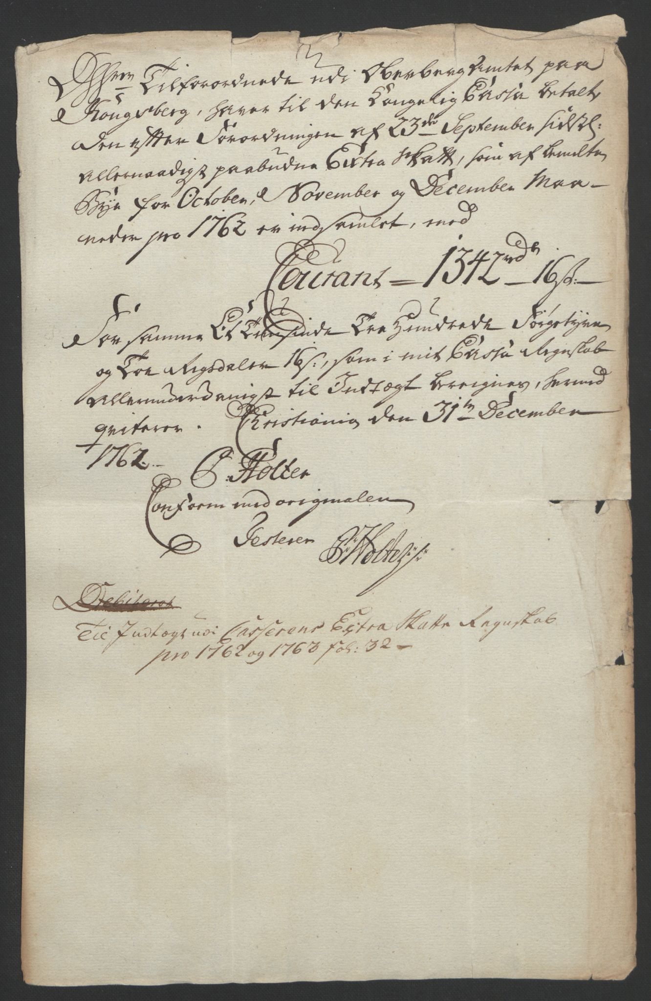 Rentekammeret inntil 1814, Reviderte regnskaper, Bergverksregnskaper, AV/RA-EA-3222/R/Rc/Rca/L0843: Ekstraskatt, 1762-1765, p. 226