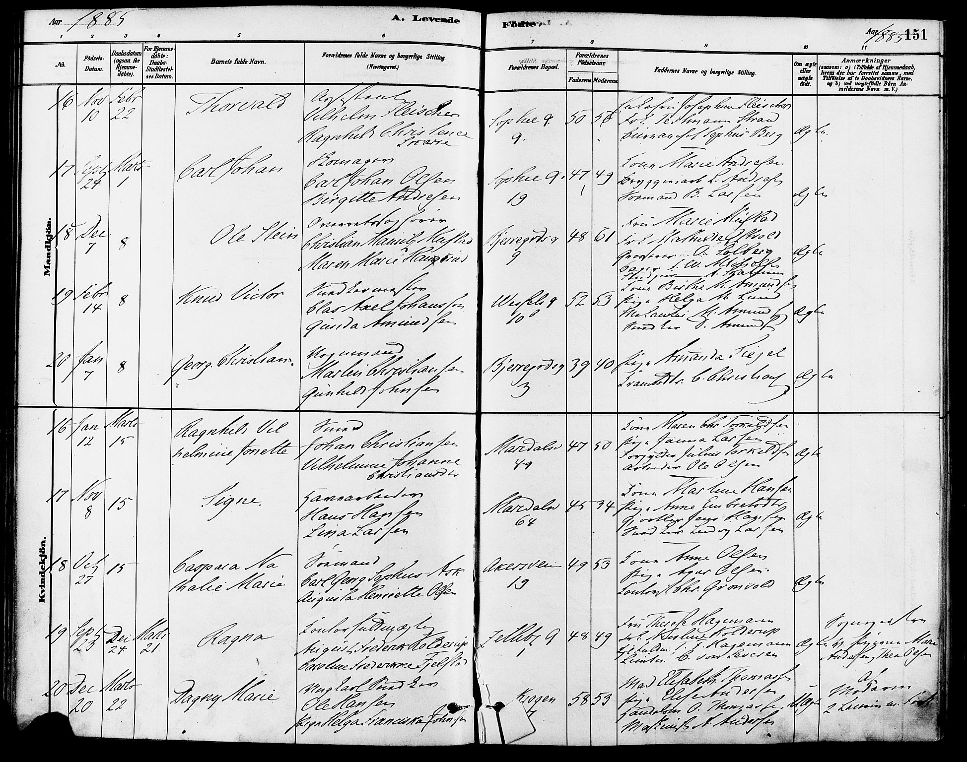 Gamle Aker prestekontor Kirkebøker, AV/SAO-A-10617a/F/L0006: Parish register (official) no. 6, 1880-1887, p. 151