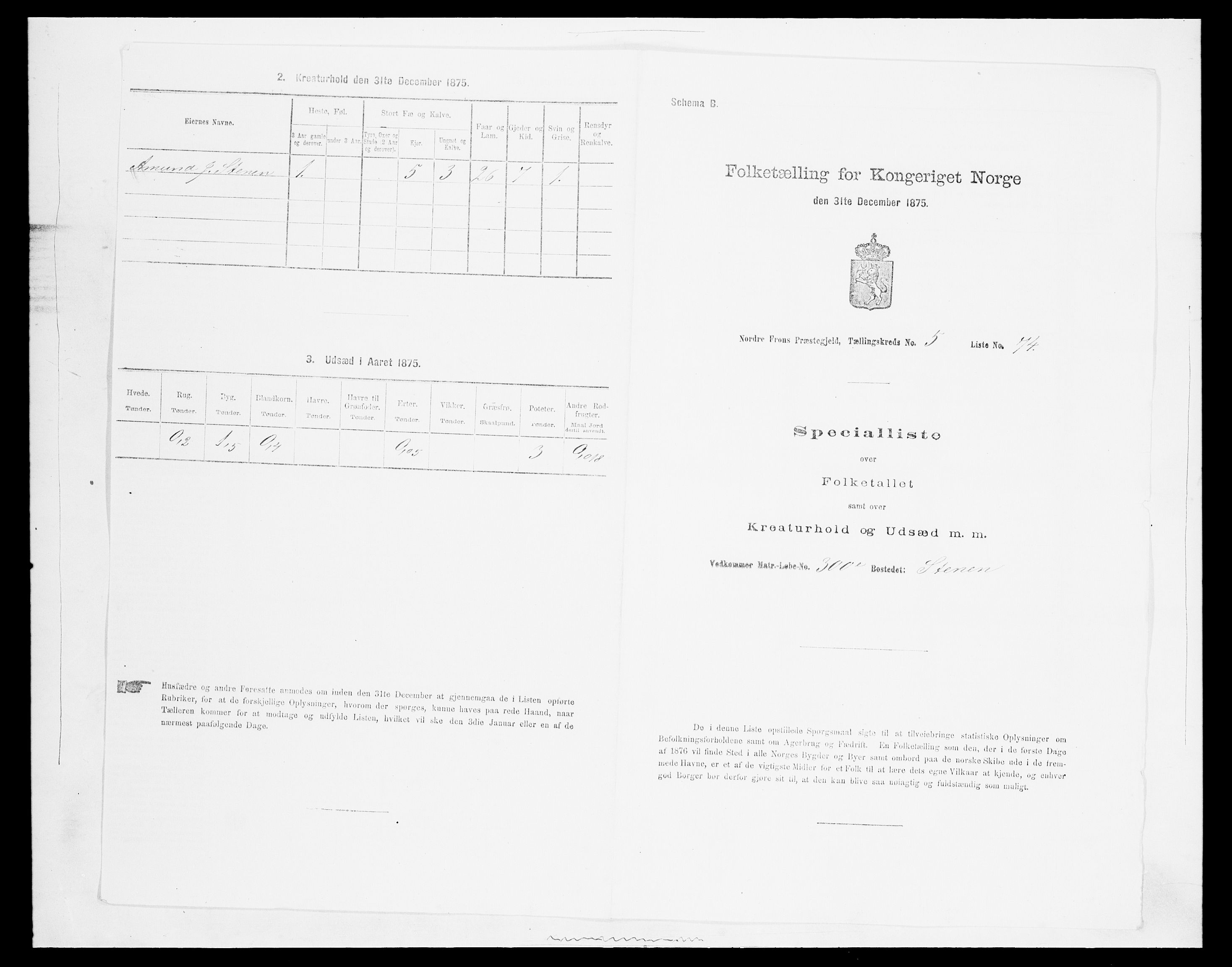 SAH, 1875 census for 0518P Nord-Fron, 1875, p. 854