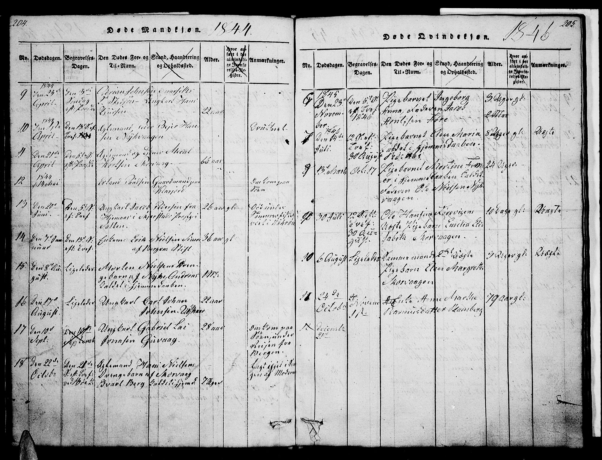 Ministerialprotokoller, klokkerbøker og fødselsregistre - Nordland, AV/SAT-A-1459/891/L1312: Parish register (copy) no. 891C01, 1820-1856, p. 204-205