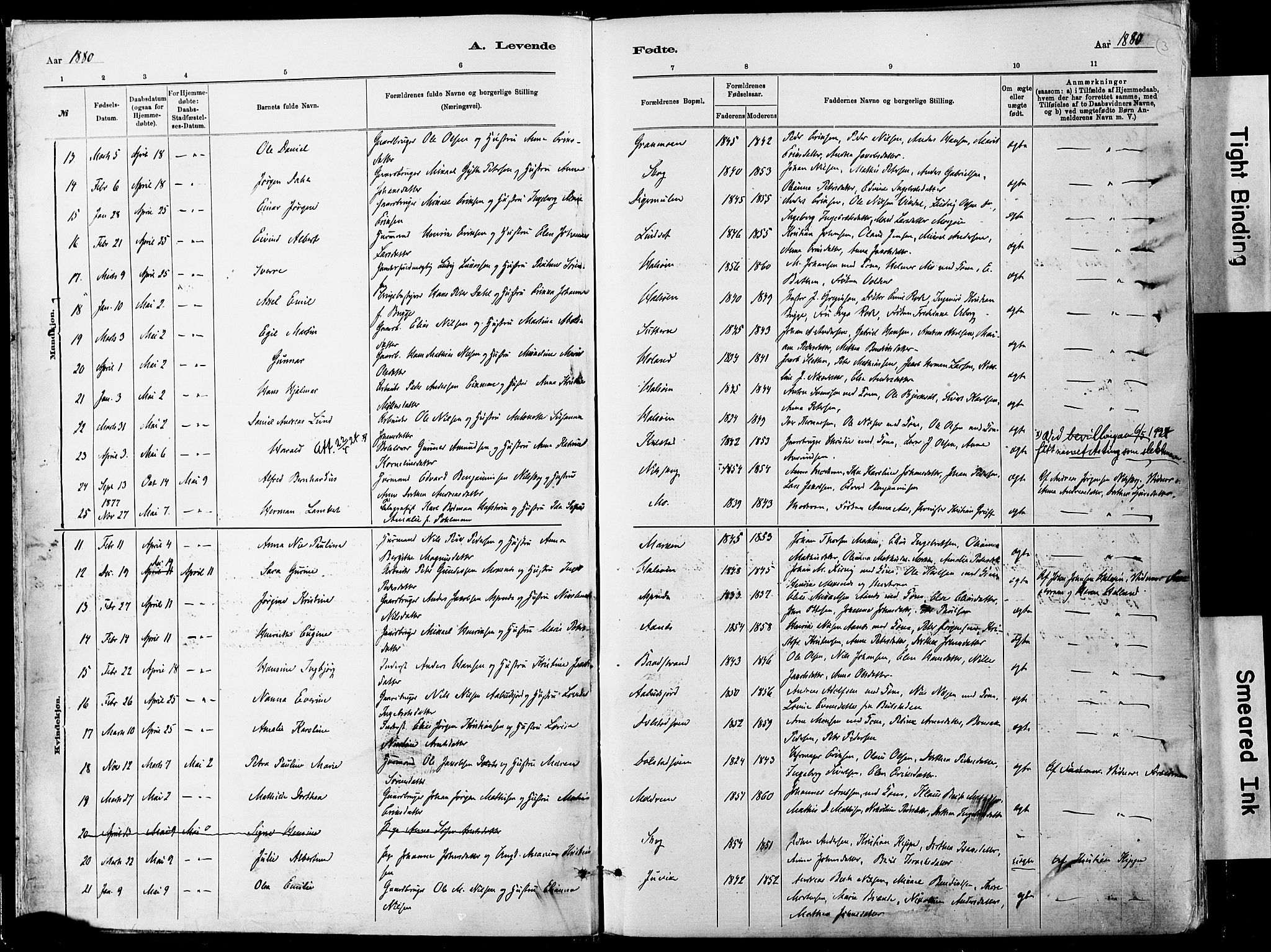 Ministerialprotokoller, klokkerbøker og fødselsregistre - Nordland, SAT/A-1459/820/L0295: Parish register (official) no. 820A16, 1880-1896, p. 3