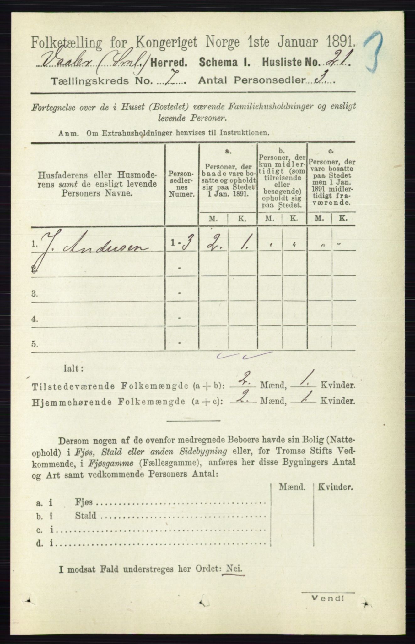 RA, 1891 census for 0137 Våler, 1891, p. 2818
