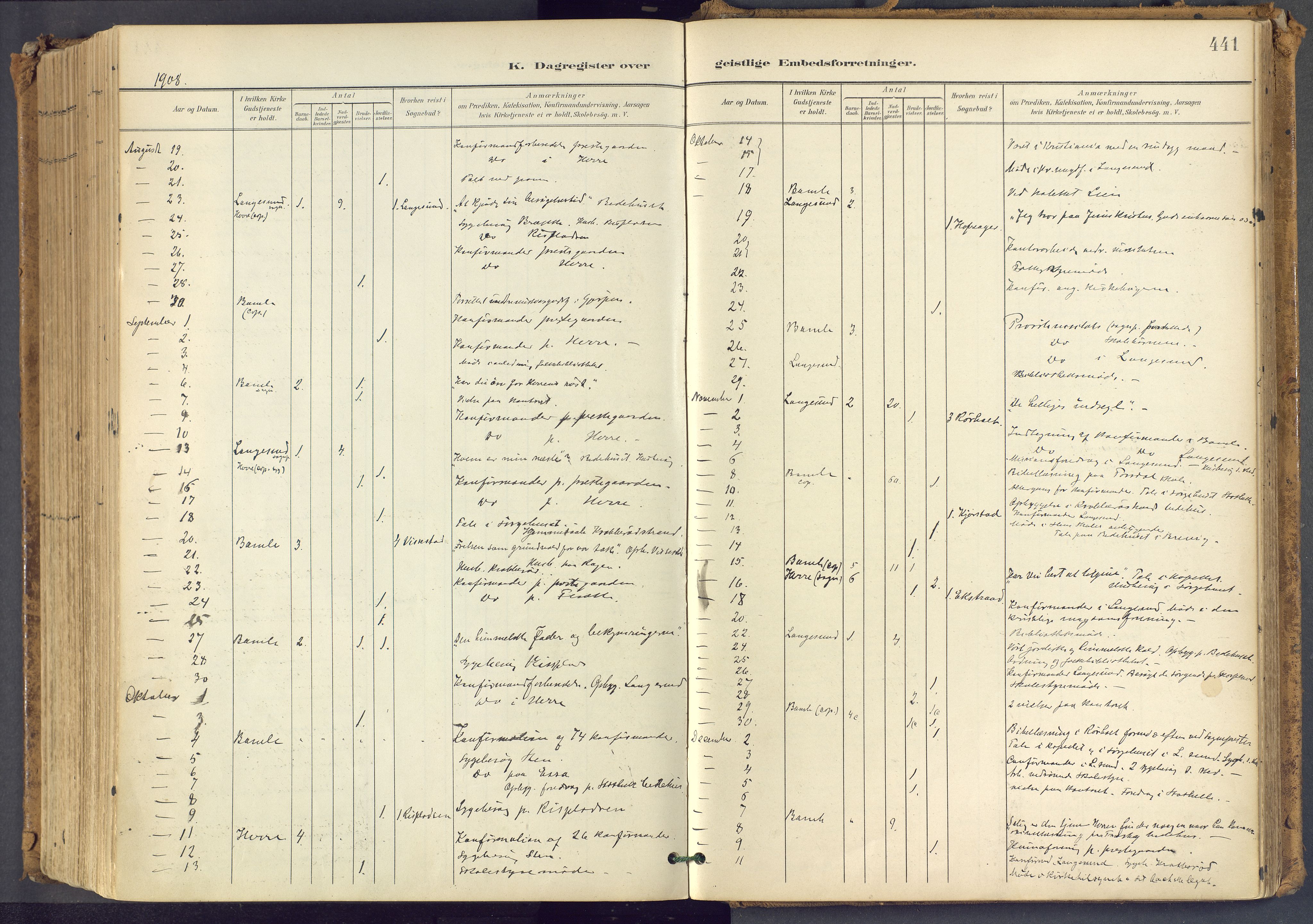 Bamble kirkebøker, SAKO/A-253/F/Fa/L0009: Parish register (official) no. I 9, 1901-1917, p. 441