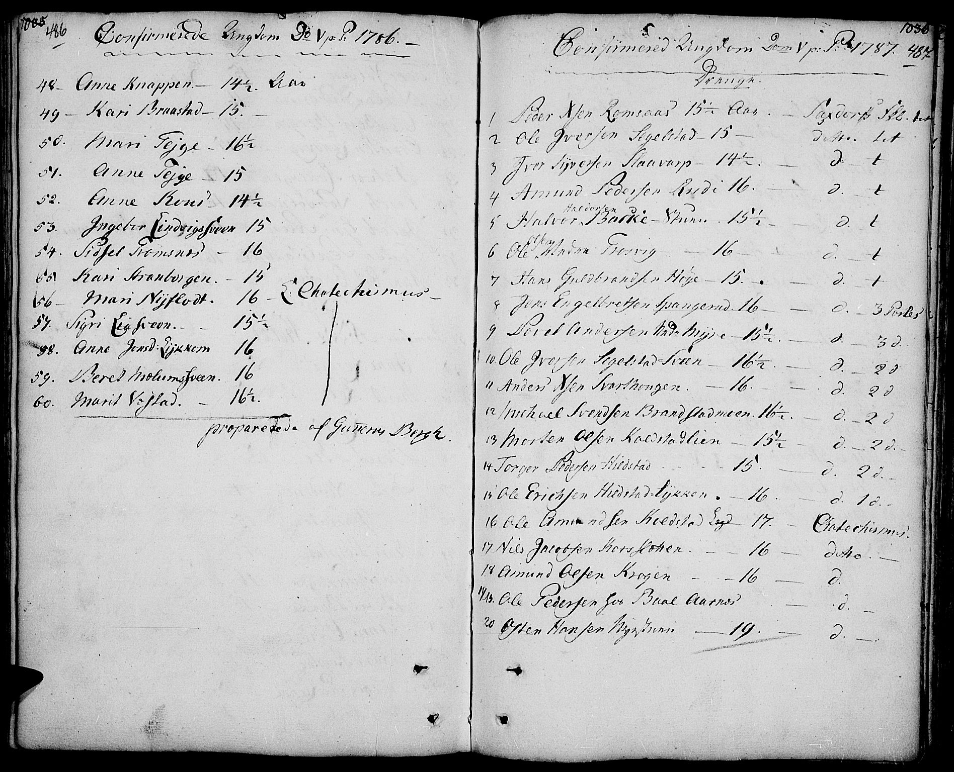 Ringebu prestekontor, SAH/PREST-082/H/Ha/Haa/L0003: Parish register (official) no. 3, 1781-1820, p. 486-487