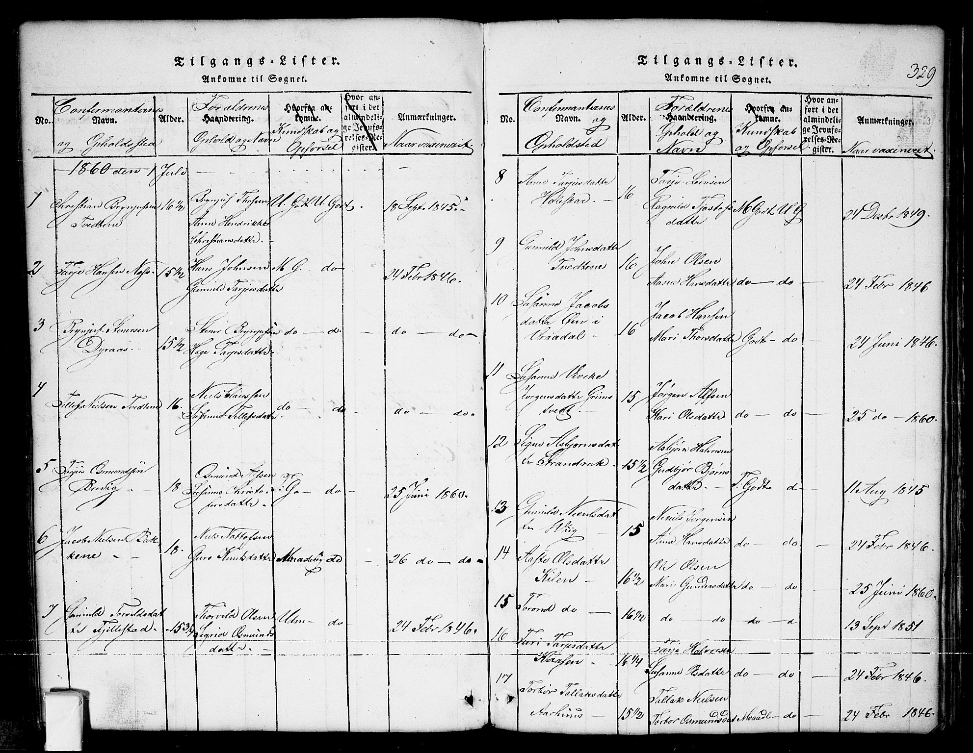 Nissedal kirkebøker, SAKO/A-288/G/Ga/L0001: Parish register (copy) no. I 1, 1814-1860, p. 329