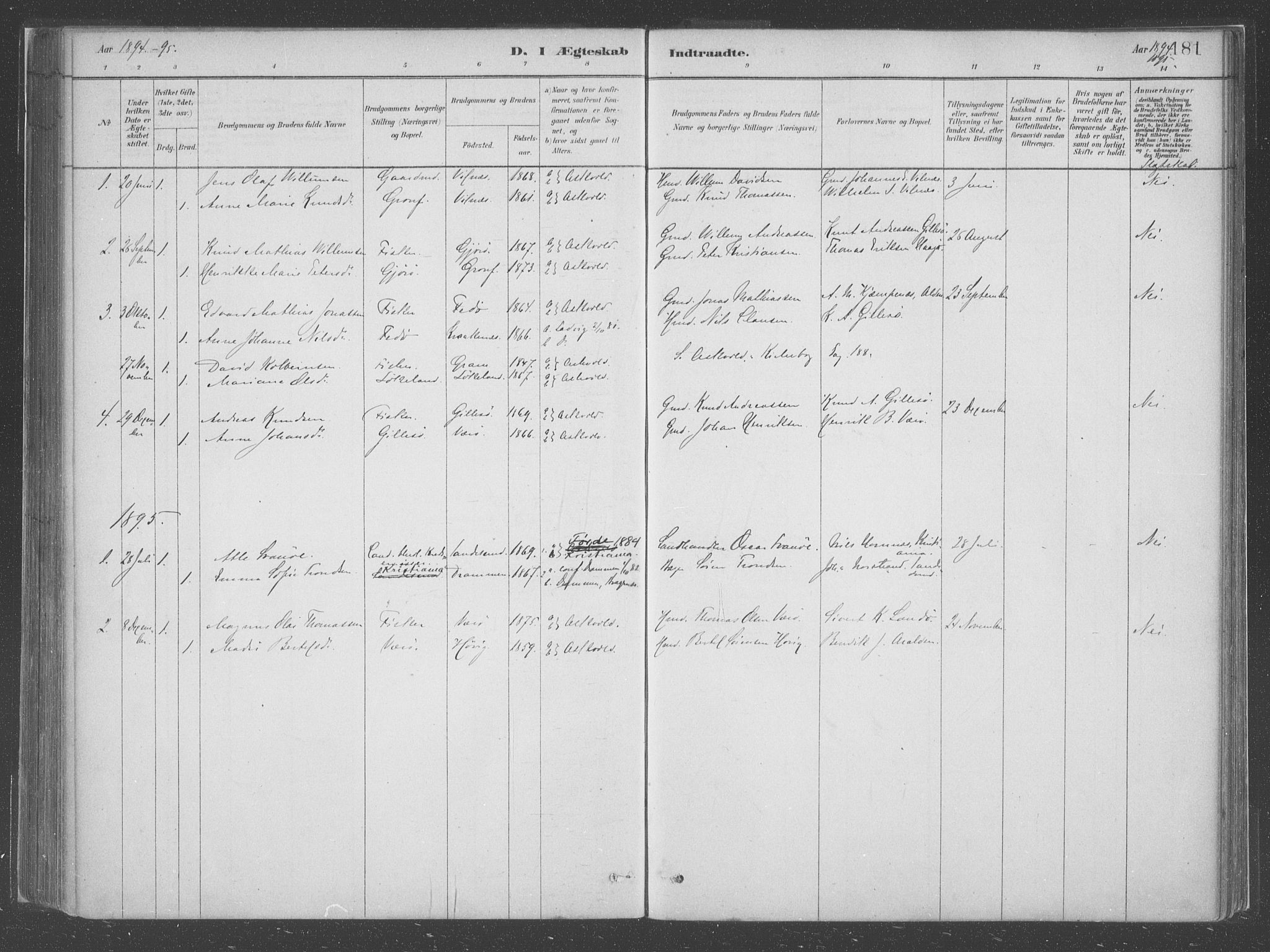 Askvoll sokneprestembete, SAB/A-79501/H/Haa/Haac/L0001: Parish register (official) no. C  1, 1879-1922, p. 181