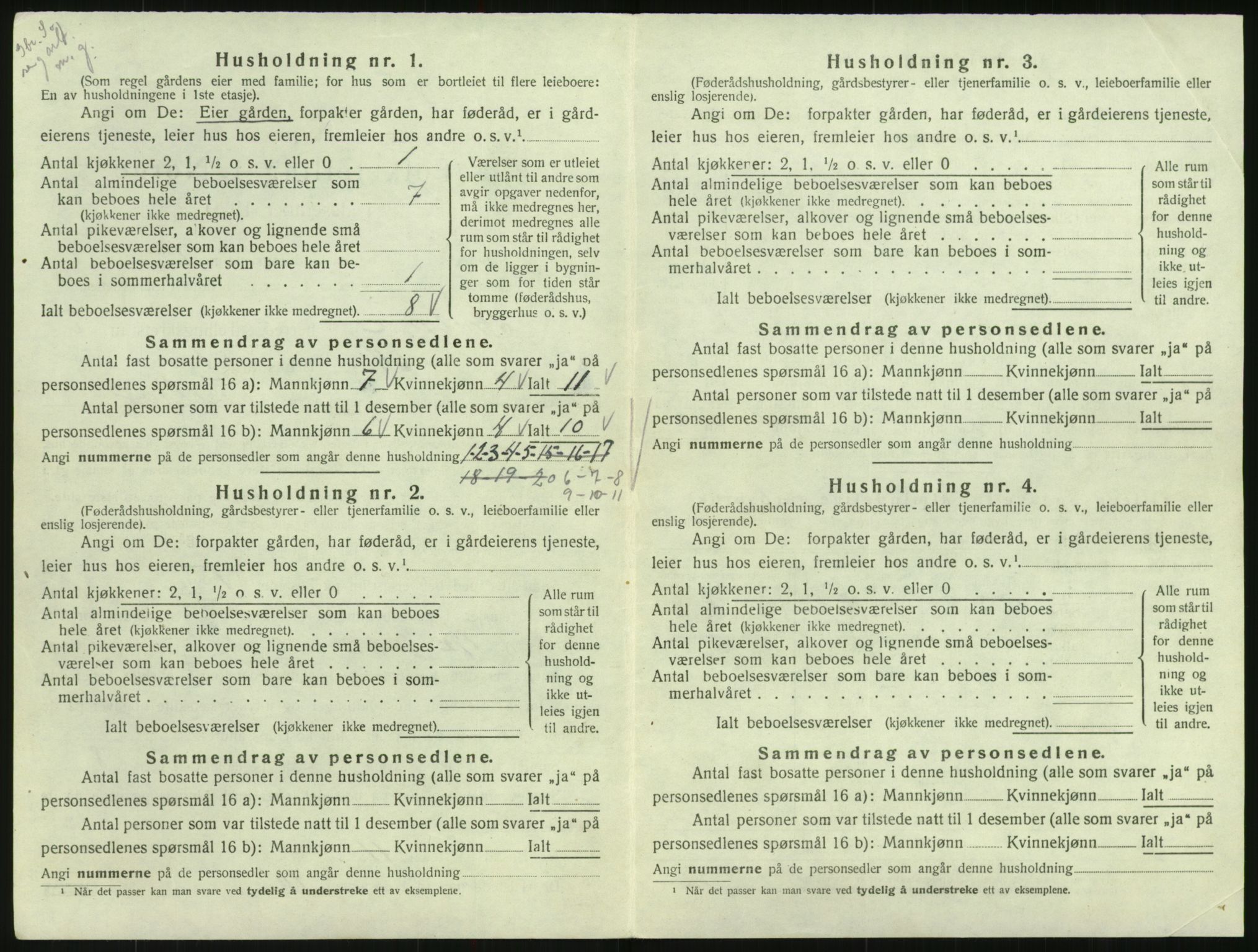 SAK, 1920 census for Iveland, 1920, p. 242