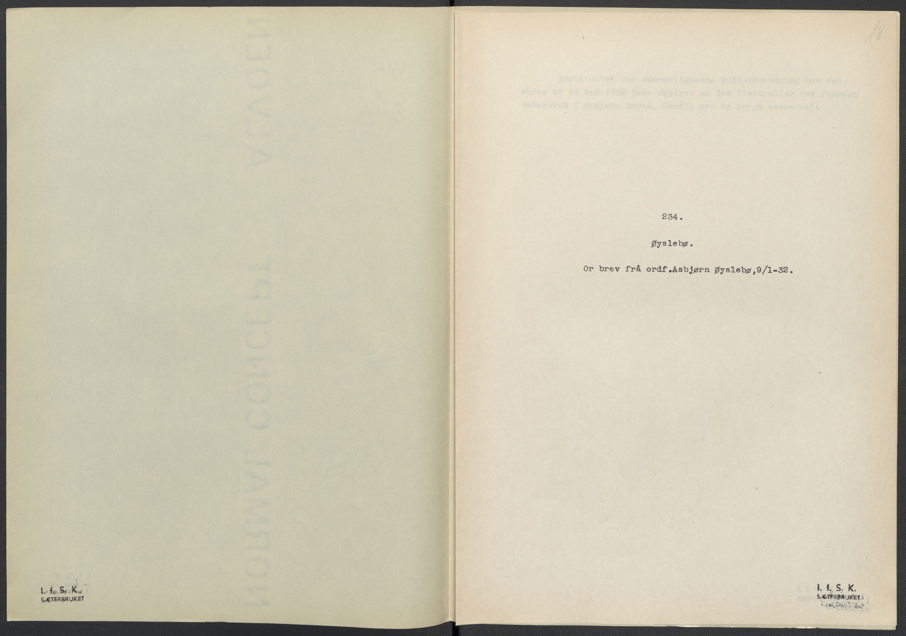 Instituttet for sammenlignende kulturforskning, AV/RA-PA-0424/F/Fc/L0008/0003: Eske B8: / Vest-Agder (perm XXI), 1932-1935, p. 18