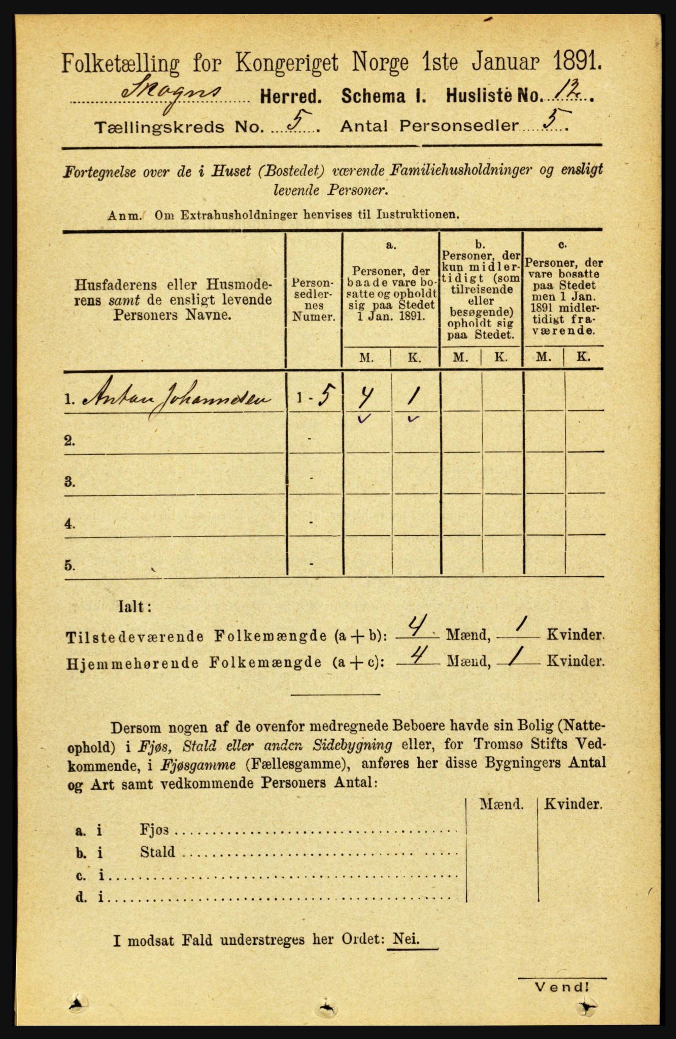 RA, 1891 census for 1719 Skogn, 1891, p. 2856