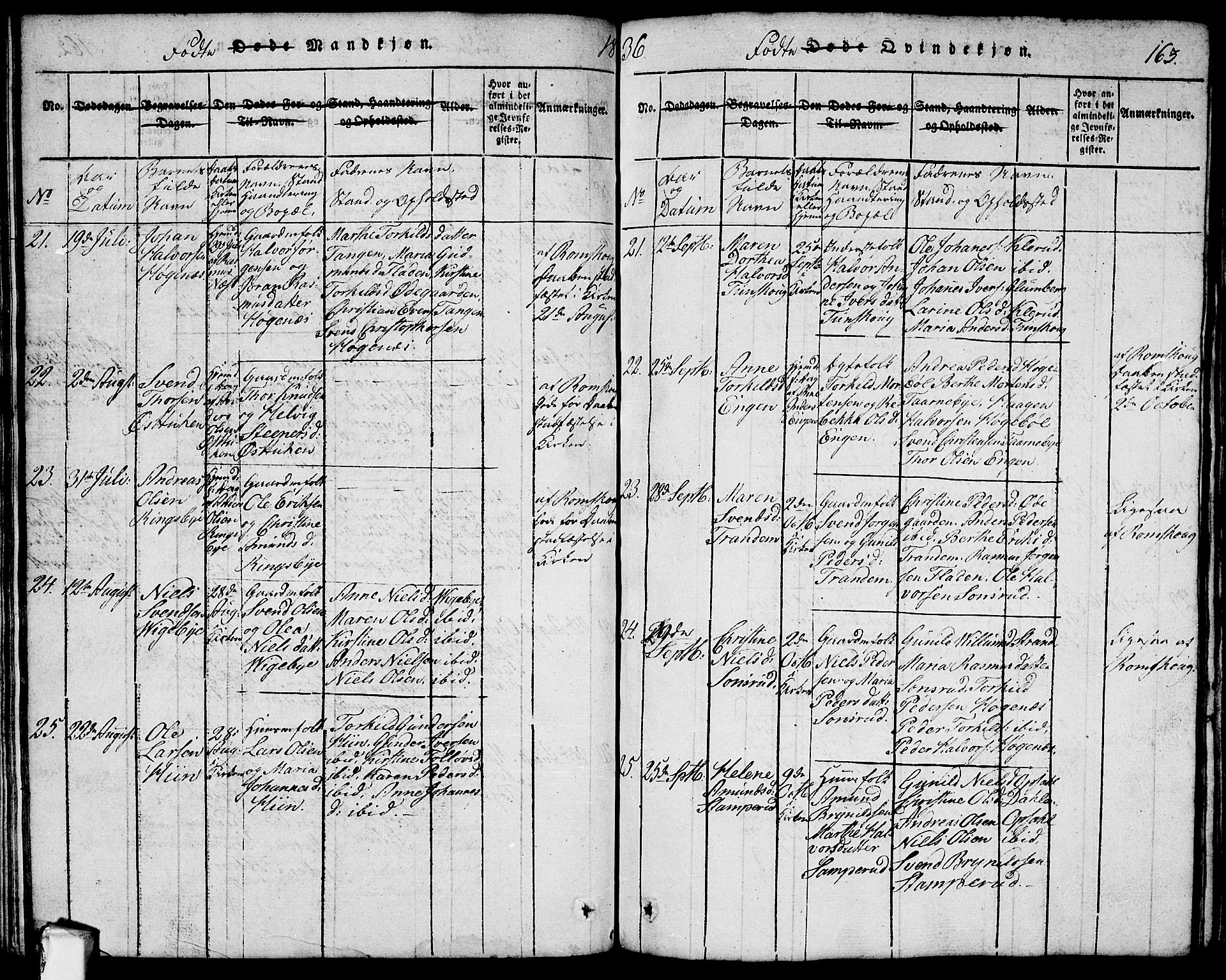 Rødenes prestekontor Kirkebøker, AV/SAO-A-2005/G/Ga/L0001: Parish register (copy) no.  I 1, 1814-1841, p. 163