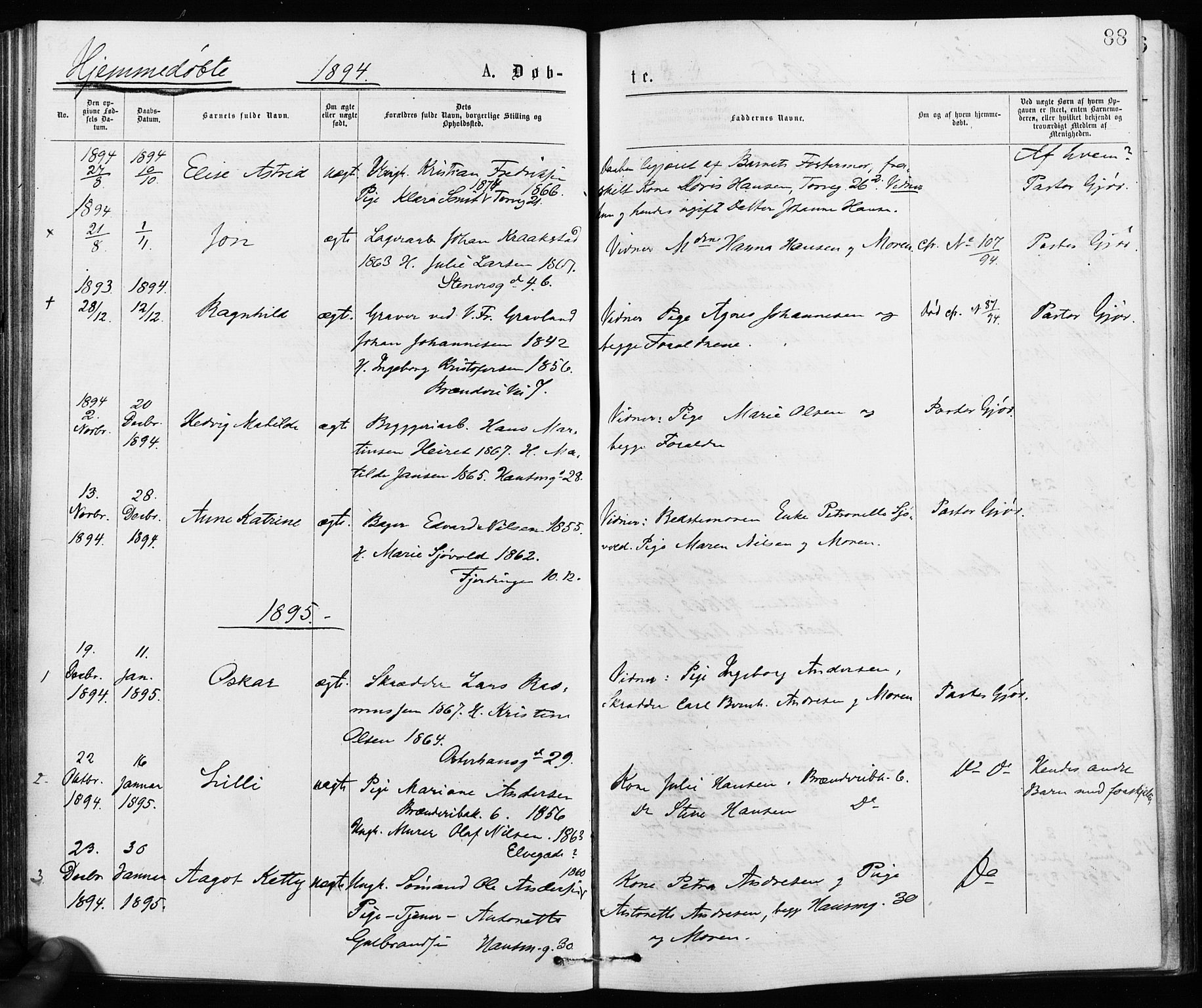 Jakob prestekontor Kirkebøker, SAO/A-10850/F/Fa/L0001: Parish register (official) no. 1, 1875-1924, p. 88