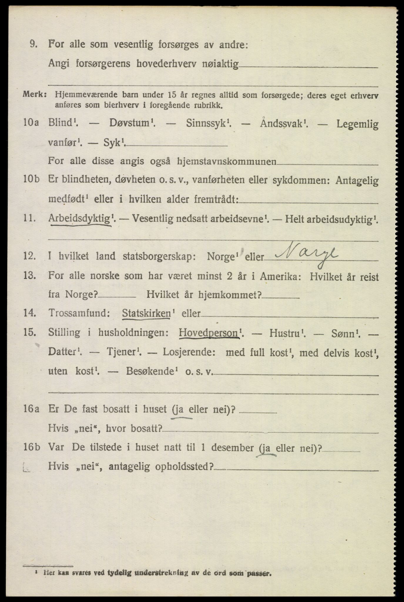 SAH, 1920 census for Vestre Toten, 1920, p. 7295