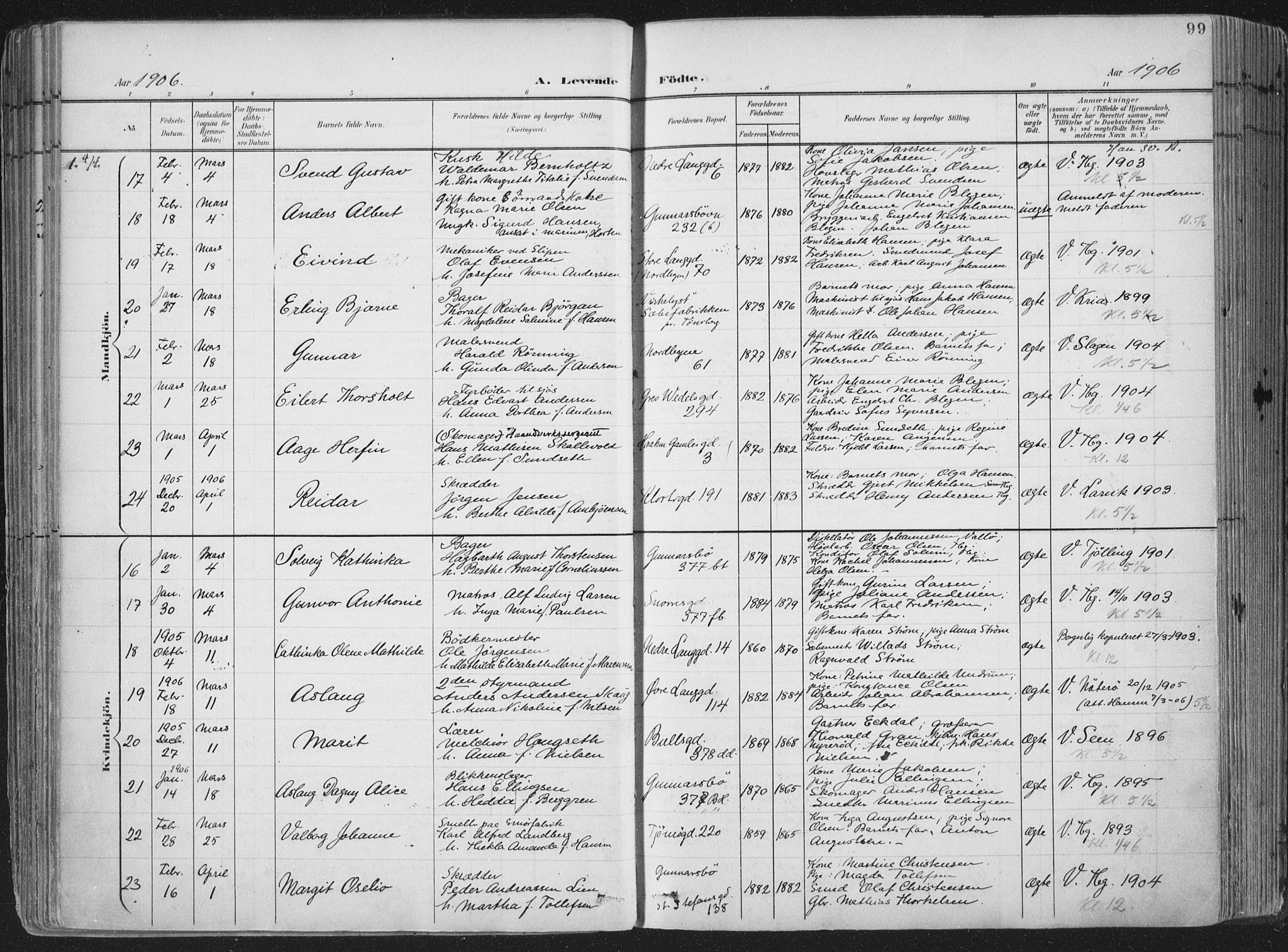 Tønsberg kirkebøker, SAKO/A-330/F/Fa/L0014: Parish register (official) no. I 14, 1900-1913, p. 99