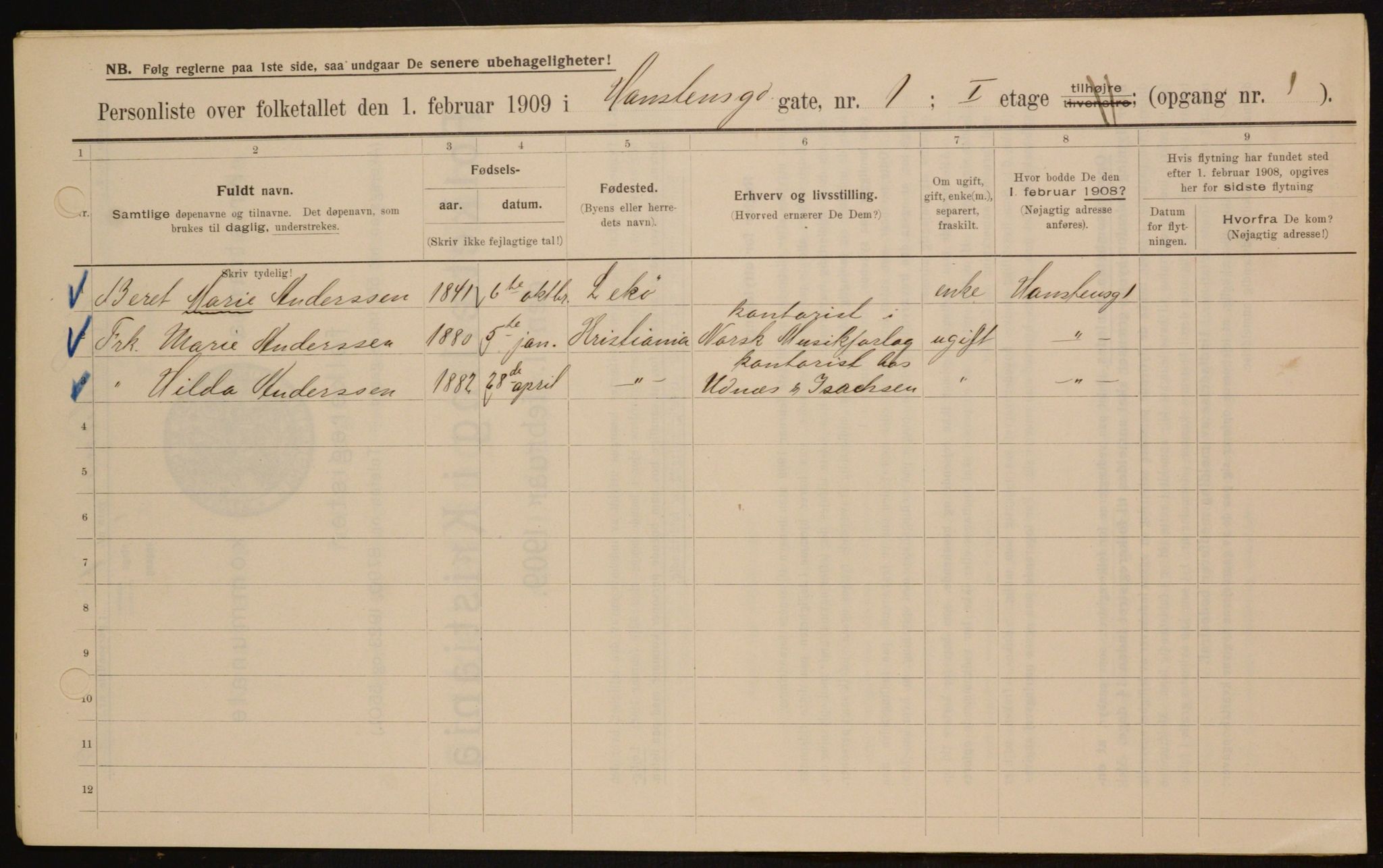 OBA, Municipal Census 1909 for Kristiania, 1909, p. 31471