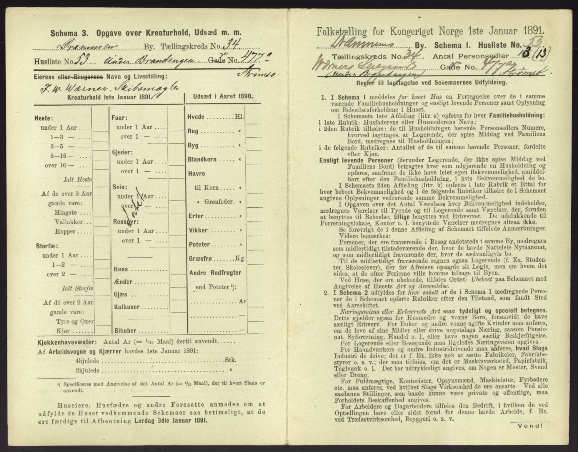 RA, 1891 census for 0602 Drammen, 1891, p. 3099