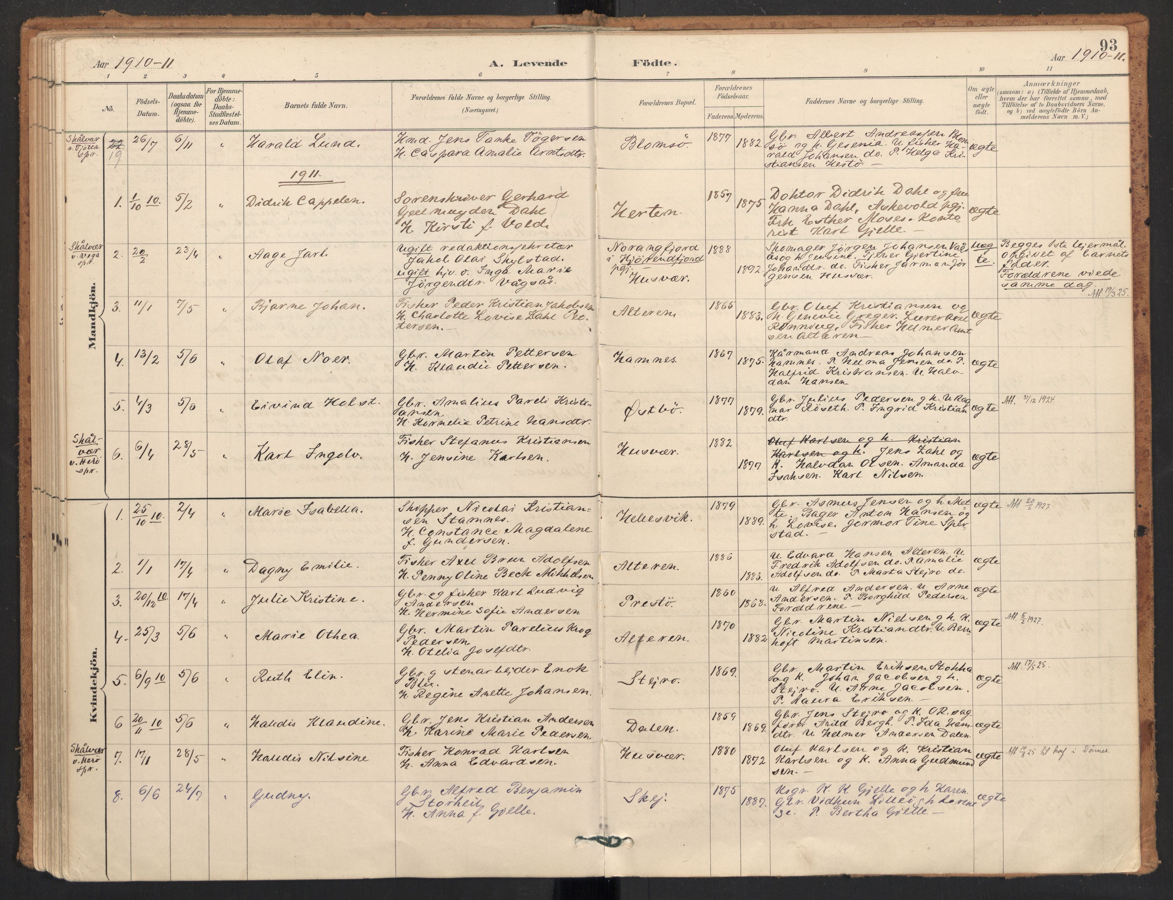 Ministerialprotokoller, klokkerbøker og fødselsregistre - Nordland, SAT/A-1459/830/L0453: Parish register (official) no. 830A17, 1886-1911, p. 93
