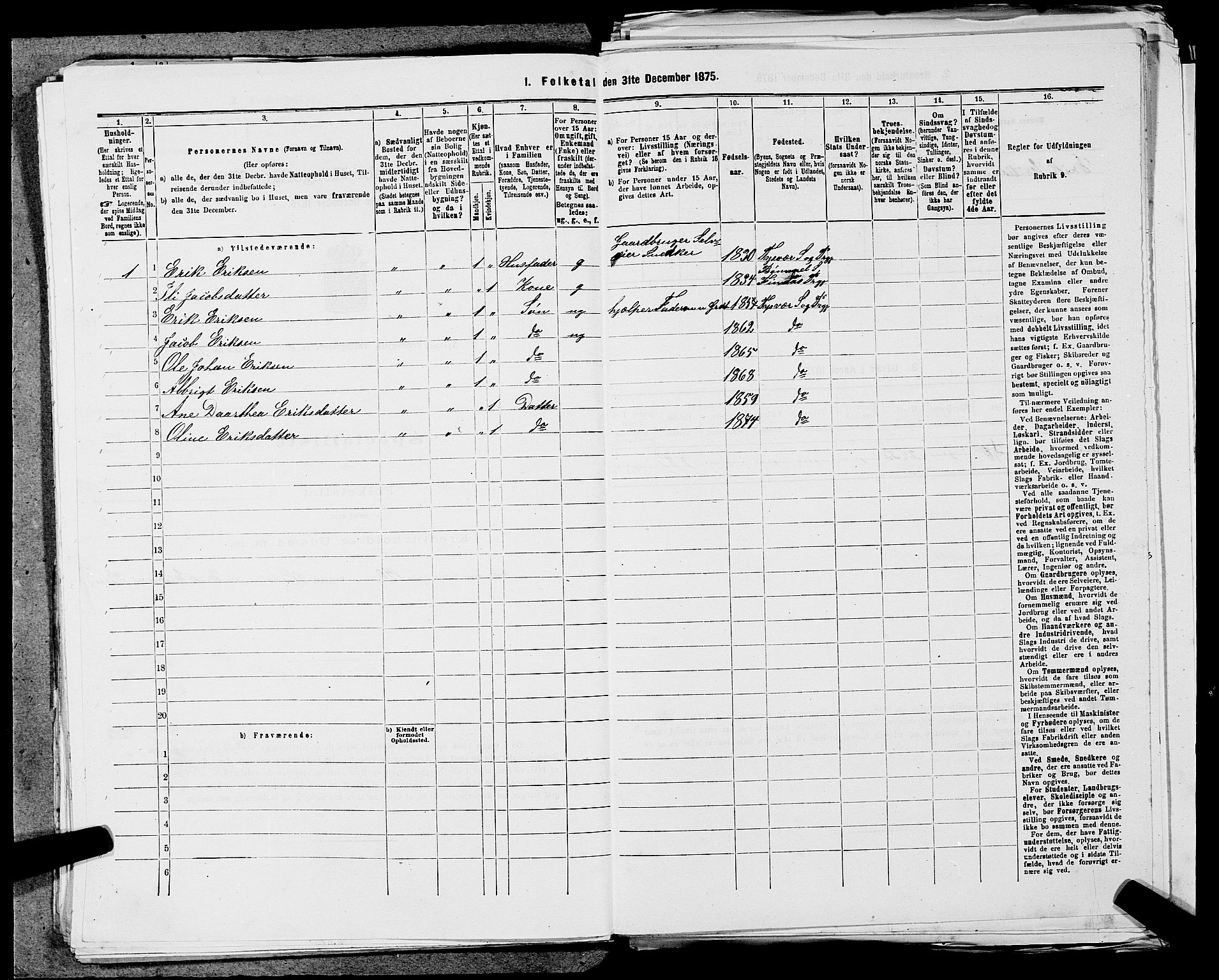 SAST, 1875 census for 1146P Tysvær, 1875, p. 693