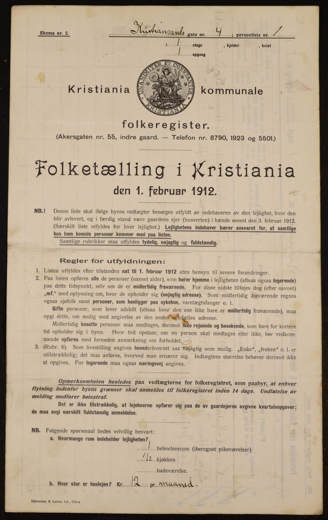 OBA, Municipal Census 1912 for Kristiania, 1912, p. 54507