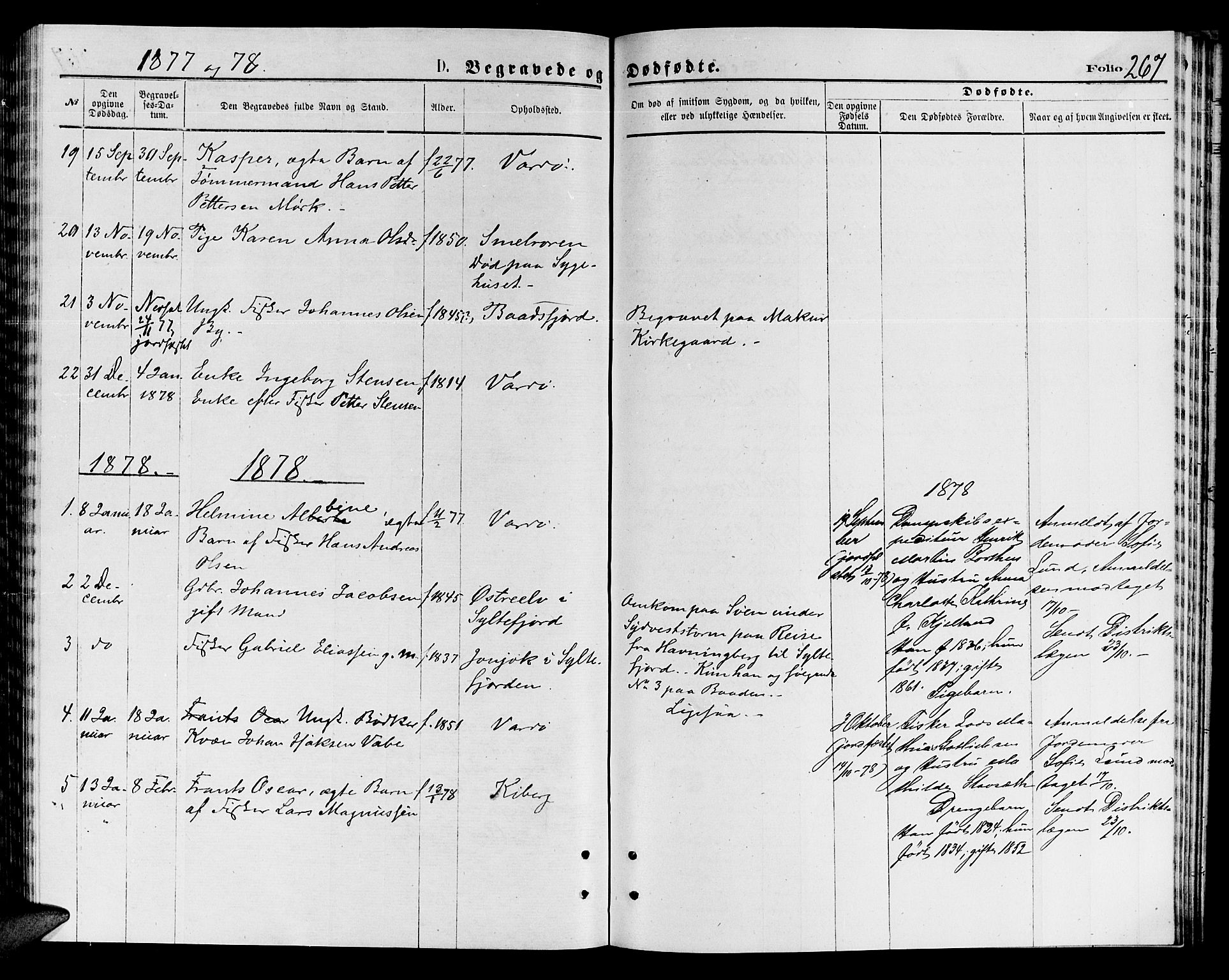 Vardø sokneprestkontor, SATØ/S-1332/H/Hb/L0003klokker: Parish register (copy) no. 3, 1871-1878, p. 267