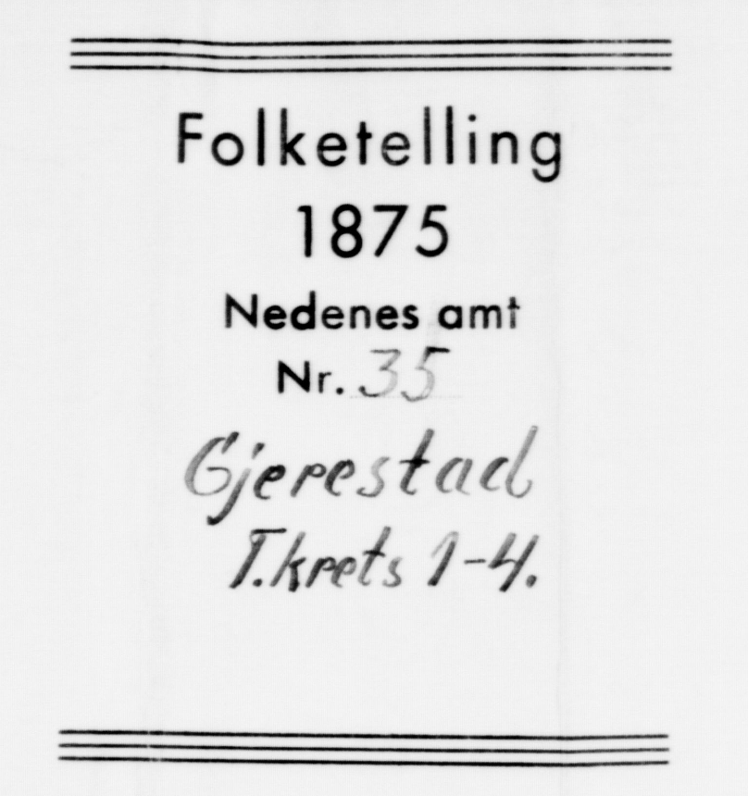 SAK, 1875 census for 0911P Gjerstad, 1875, p. 39