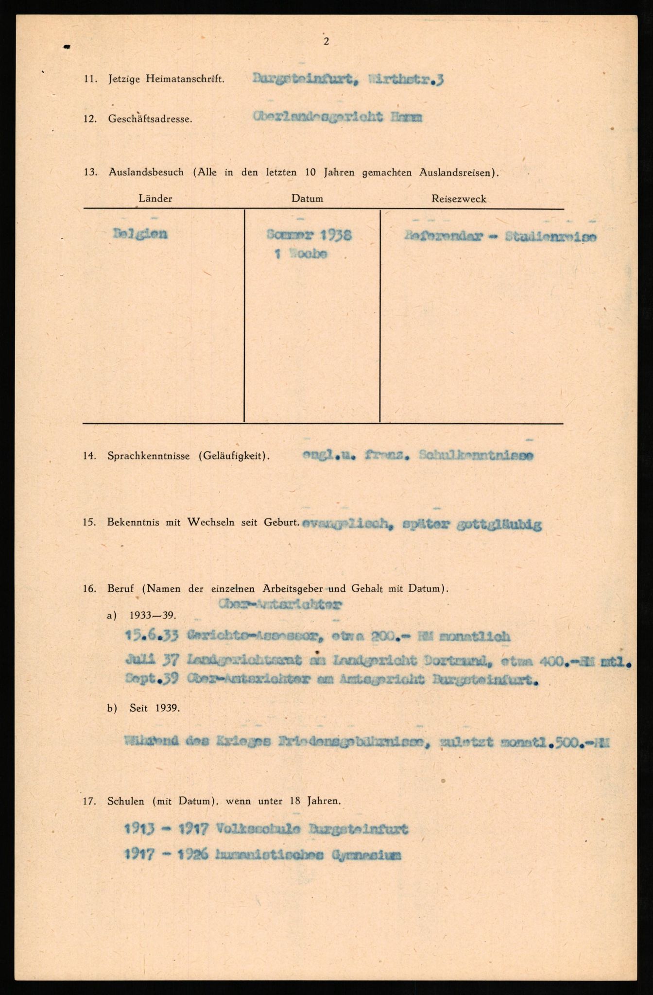 Forsvaret, Forsvarets overkommando II, AV/RA-RAFA-3915/D/Db/L0025: CI Questionaires. Tyske okkupasjonsstyrker i Norge. Tyskere., 1945-1946, p. 338