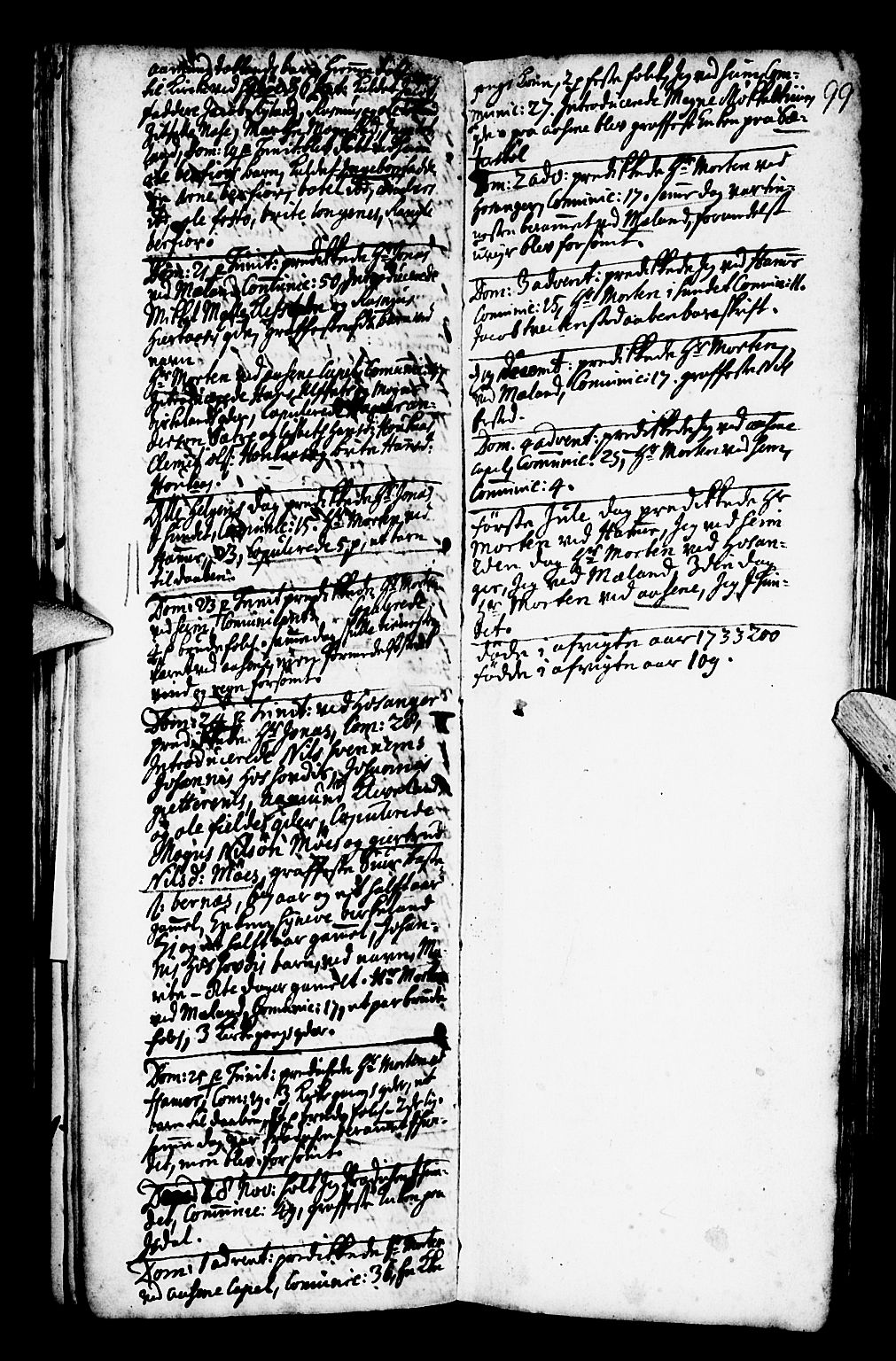 Hamre sokneprestembete, AV/SAB-A-75501/H/Ha/Haa/Haaa/L0004: Parish register (official) no. A 4, 1727-1733, p. 99