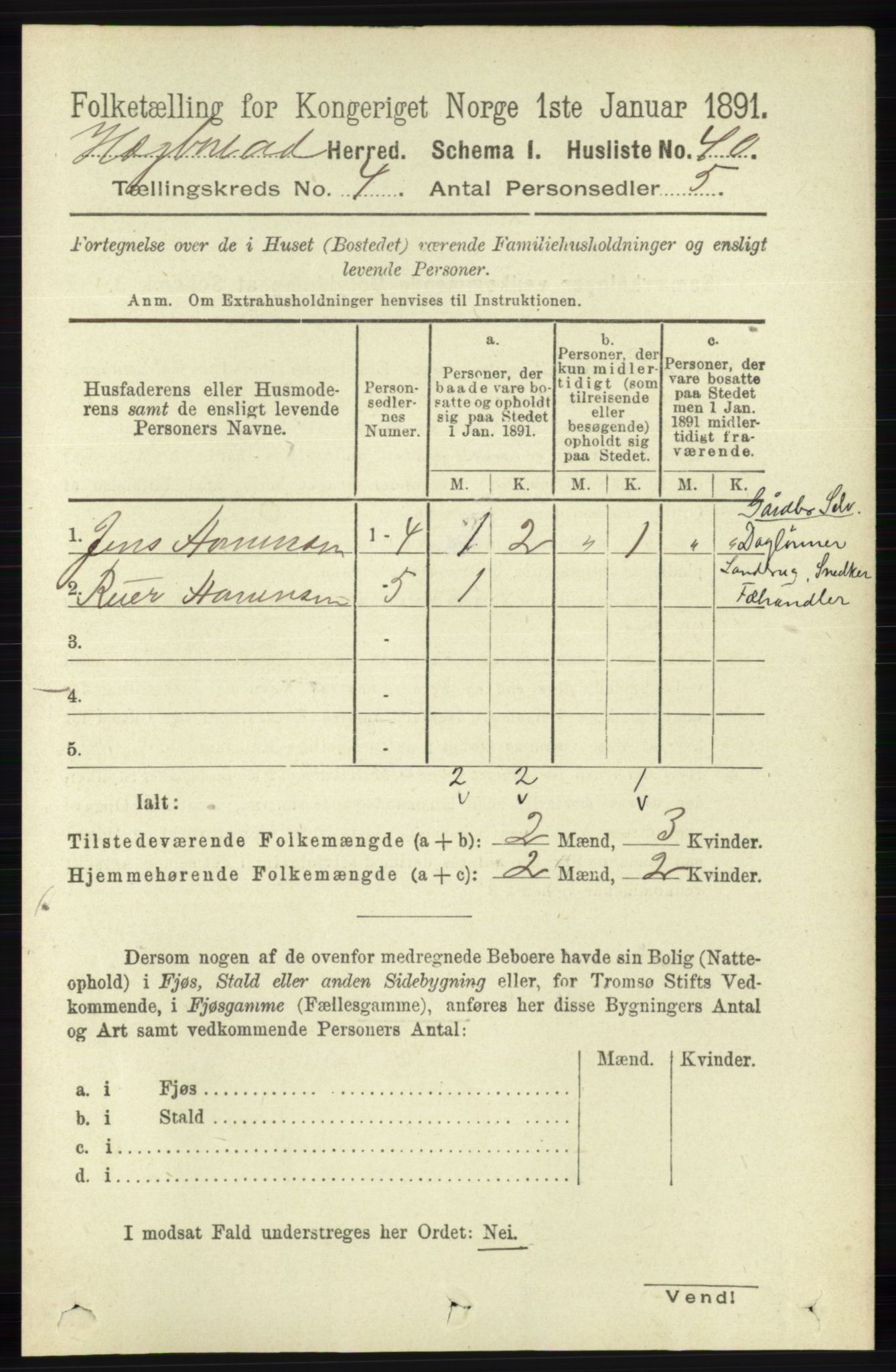 RA, 1891 census for 1034 Hægebostad, 1891, p. 1184