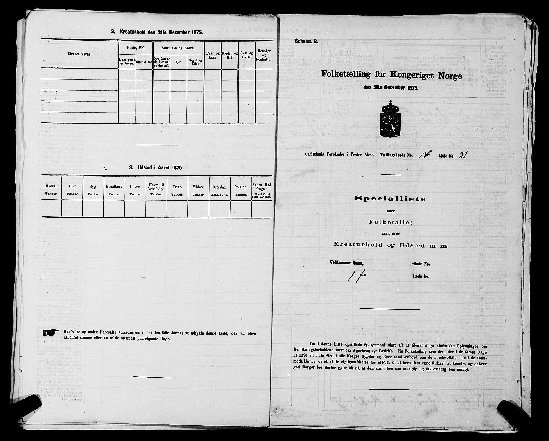 RA, 1875 census for 0218aP Vestre Aker, 1875, p. 2347