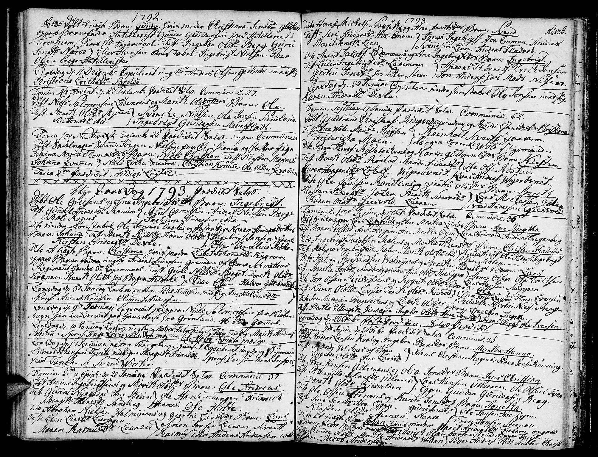 Ministerialprotokoller, klokkerbøker og fødselsregistre - Sør-Trøndelag, SAT/A-1456/604/L0180: Parish register (official) no. 604A01, 1780-1797, p. 135-136