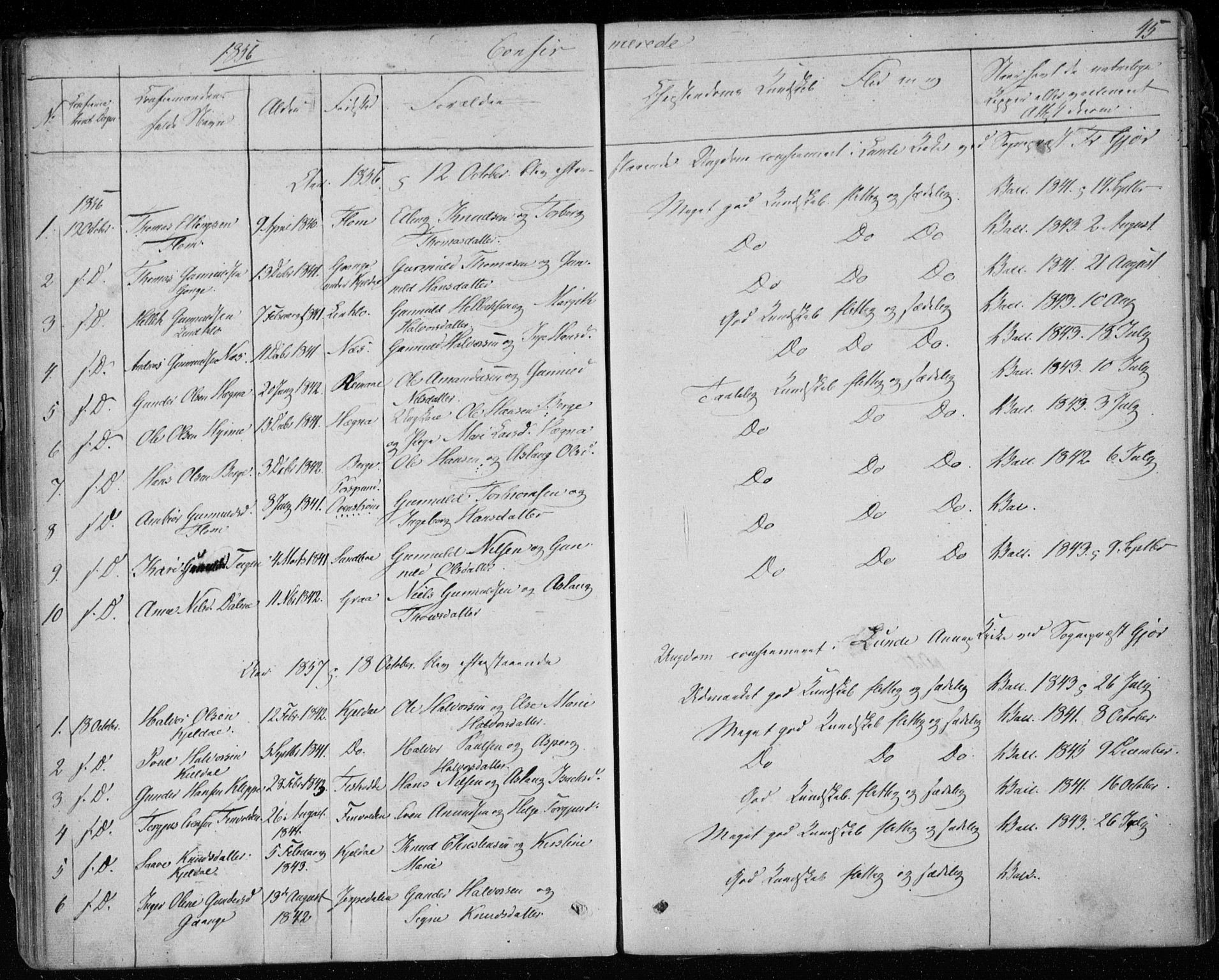 Lunde kirkebøker, SAKO/A-282/F/Fb/L0001: Parish register (official) no. II 1, 1845-1861, p. 45