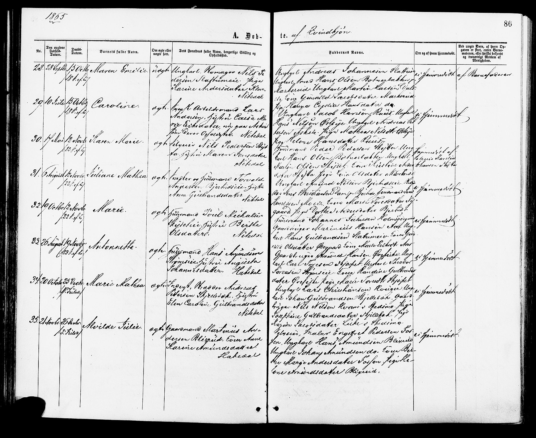 Nittedal prestekontor Kirkebøker, AV/SAO-A-10365a/F/Fa/L0006: Parish register (official) no. I 6, 1863-1878, p. 86