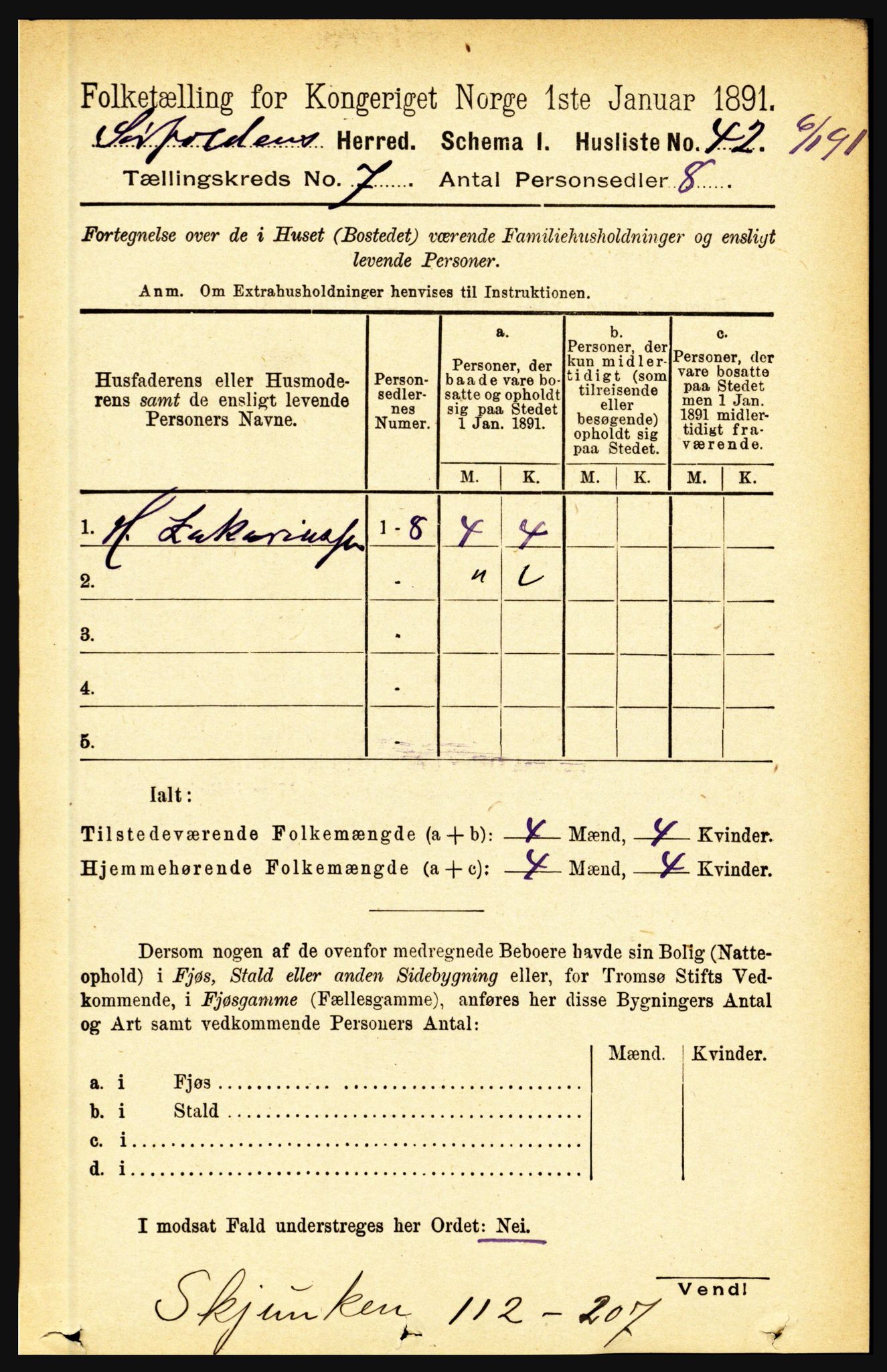 RA, 1891 census for 1845 Sørfold, 1891, p. 2191