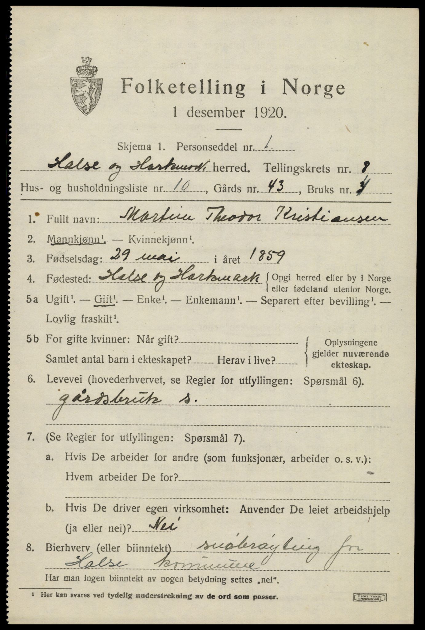 SAK, 1920 census for Halse og Harkmark, 1920, p. 4411