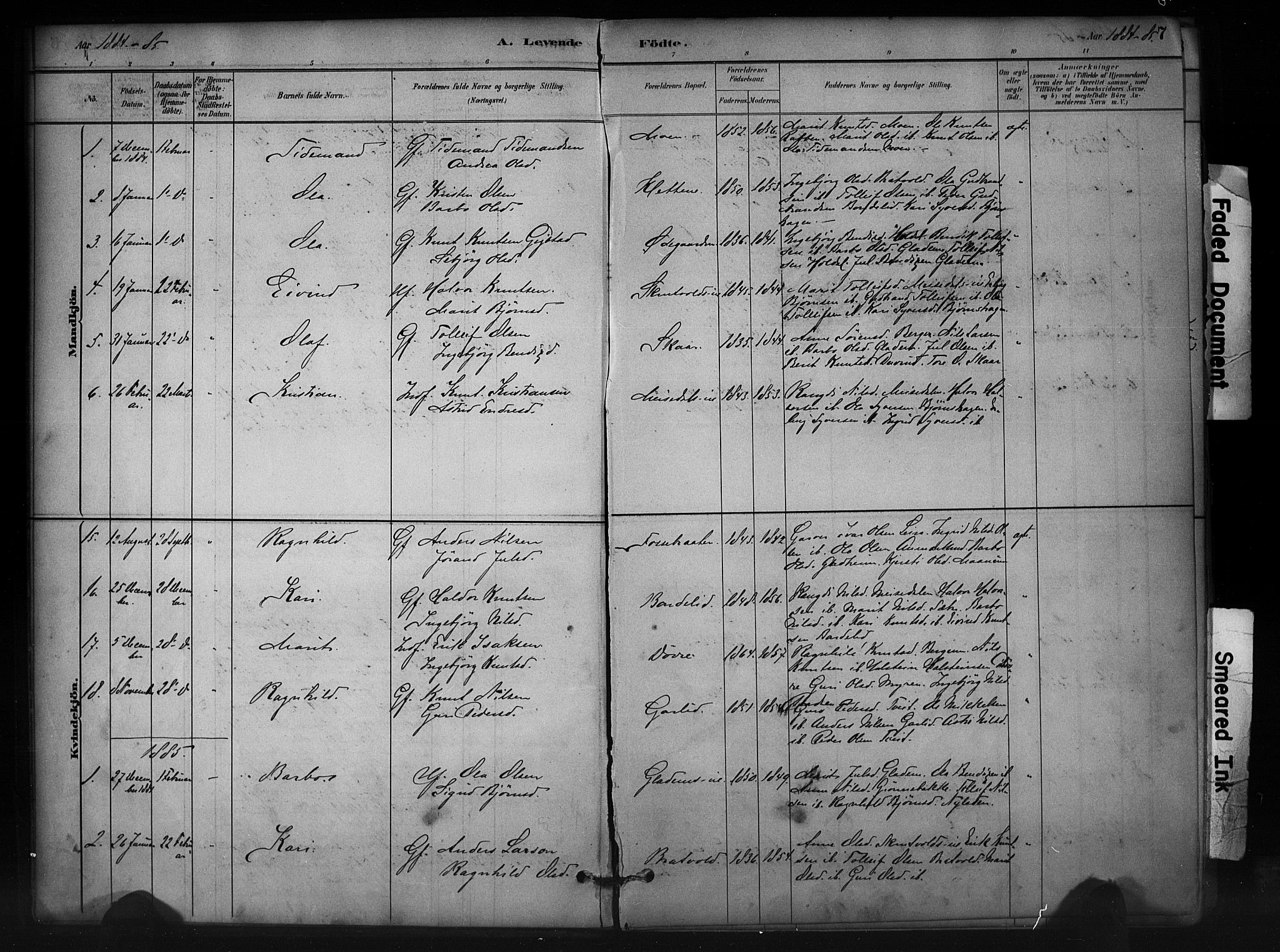 Nord-Aurdal prestekontor, SAH/PREST-132/H/Ha/Haa/L0012: Parish register (official) no. 12, 1883-1895, p. 7