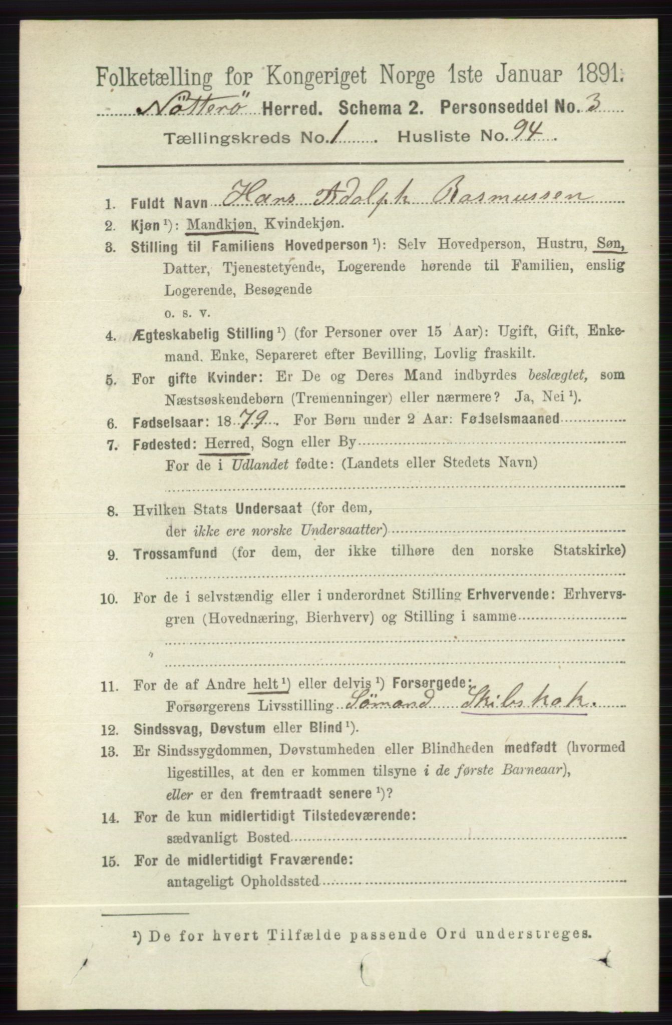 RA, 1891 census for 0722 Nøtterøy, 1891, p. 730