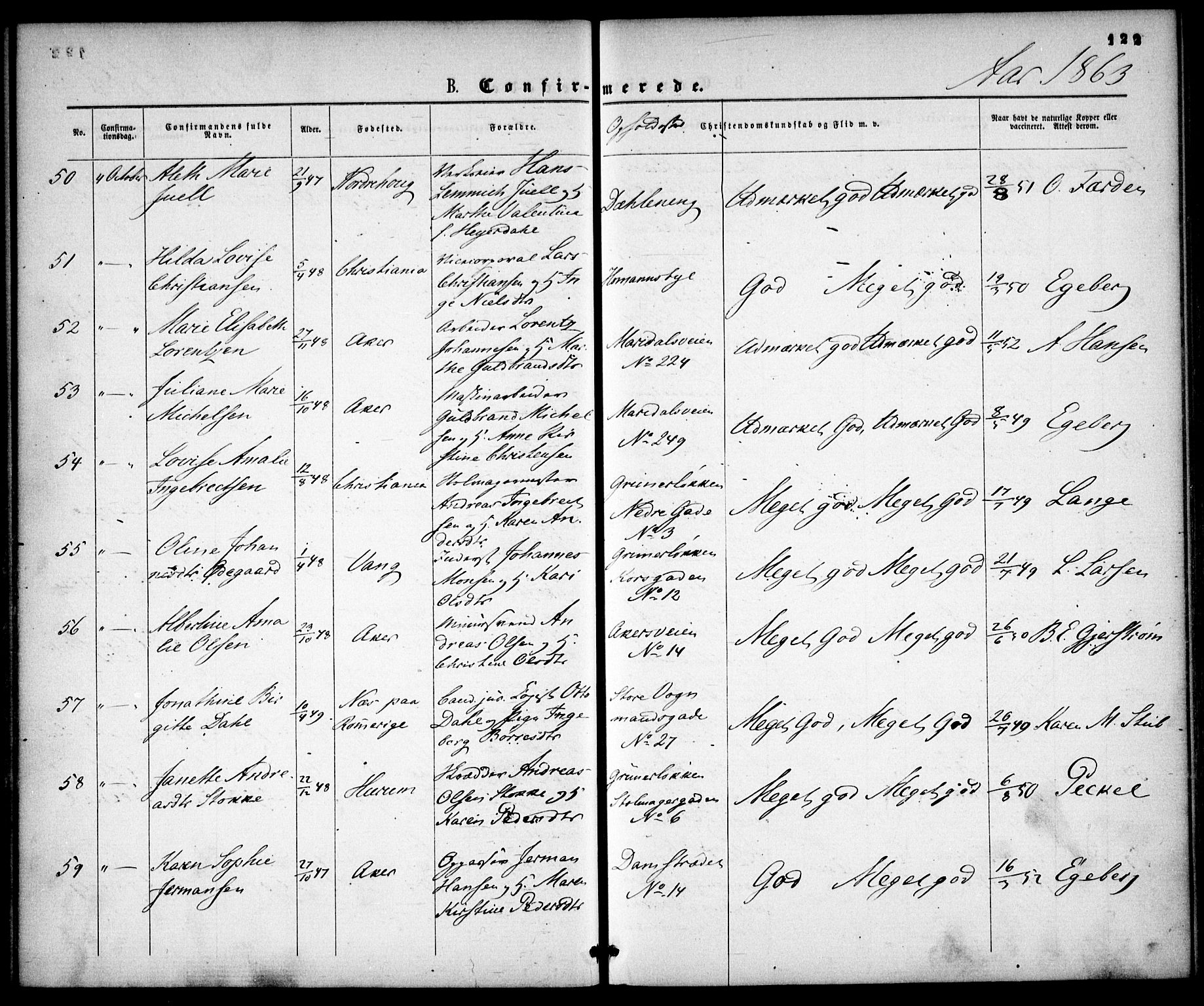 Gamle Aker prestekontor Kirkebøker, AV/SAO-A-10617a/F/L0001: Parish register (official) no. 1, 1861-1865, p. 122