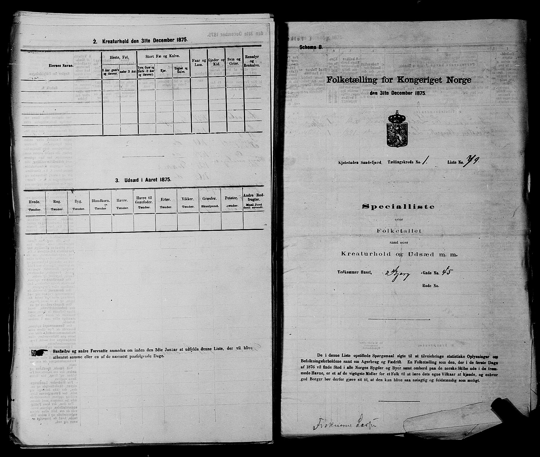 SAKO, 1875 census for 0706B Sandeherred/Sandefjord, 1875, p. 179