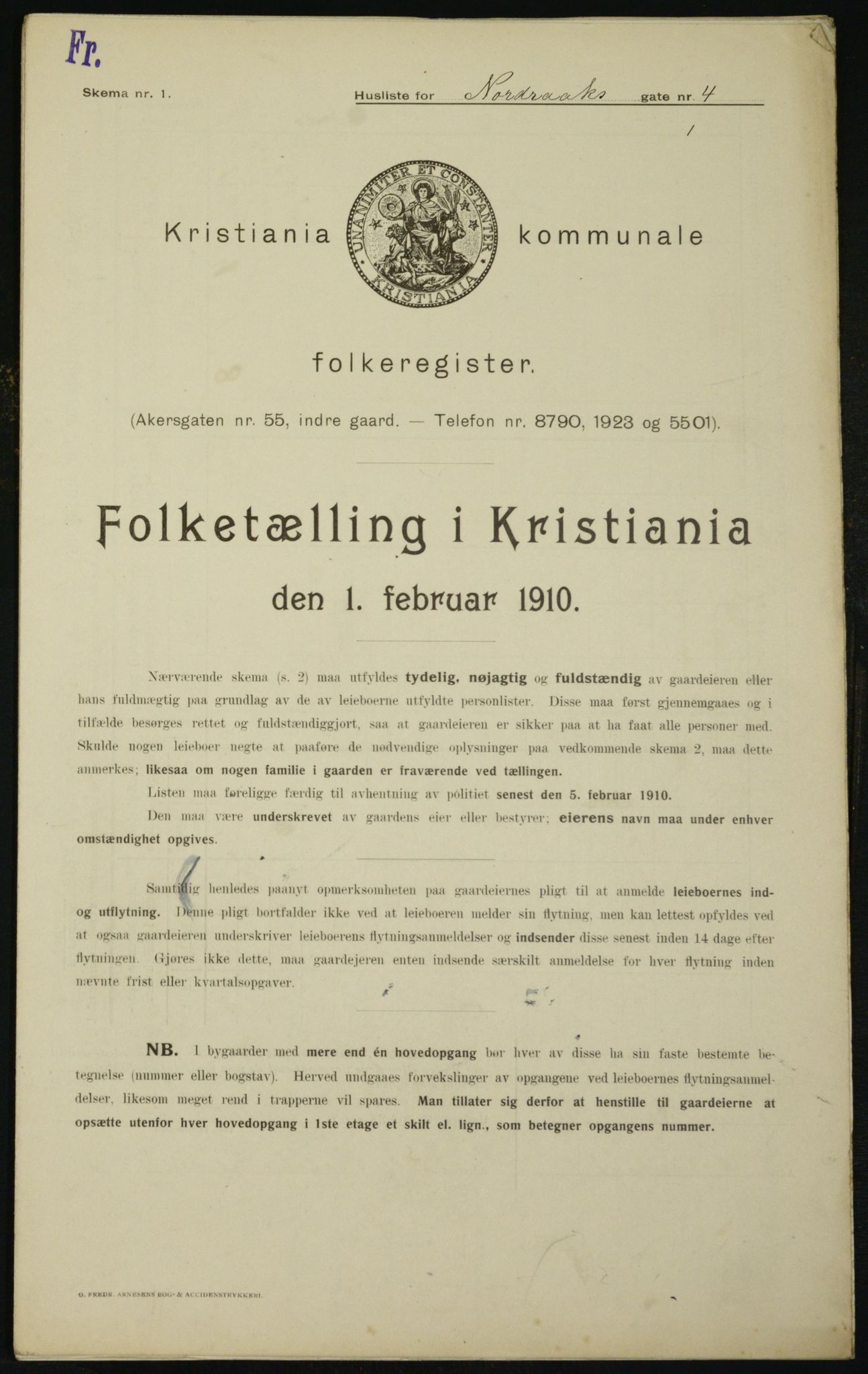 OBA, Municipal Census 1910 for Kristiania, 1910, p. 71280