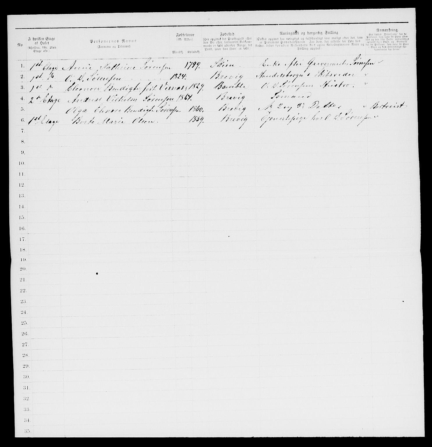 SAKO, 1885 census for 0804 Brevik, 1885, p. 41