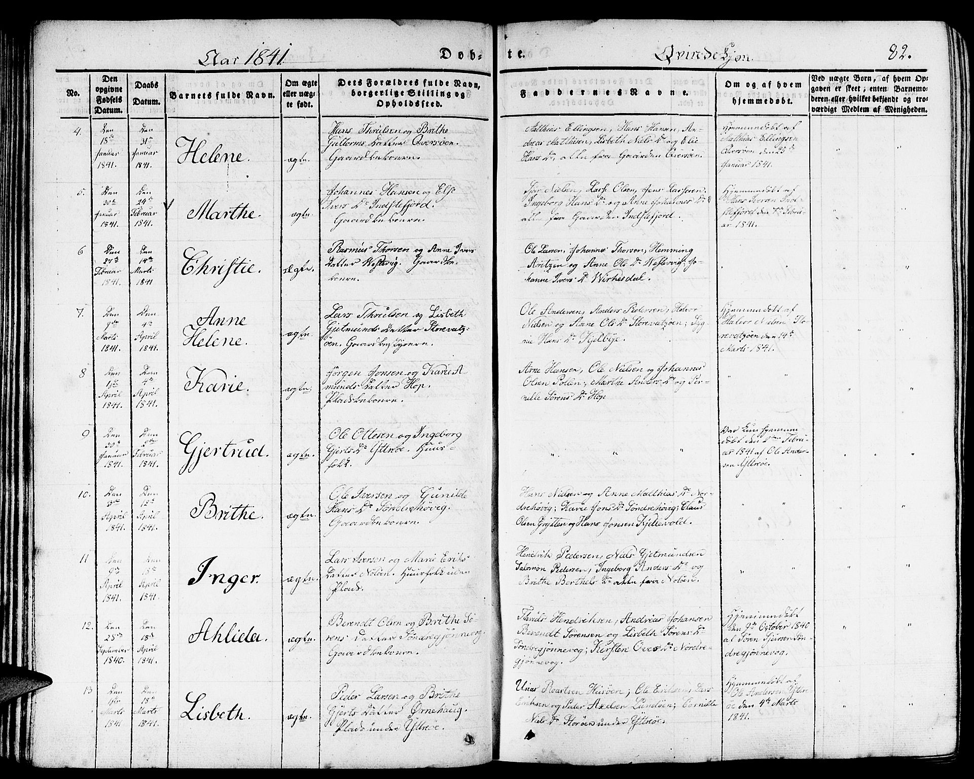 Gulen sokneprestembete, AV/SAB-A-80201/H/Haa/Haaa/L0020: Parish register (official) no. A 20, 1837-1847, p. 82