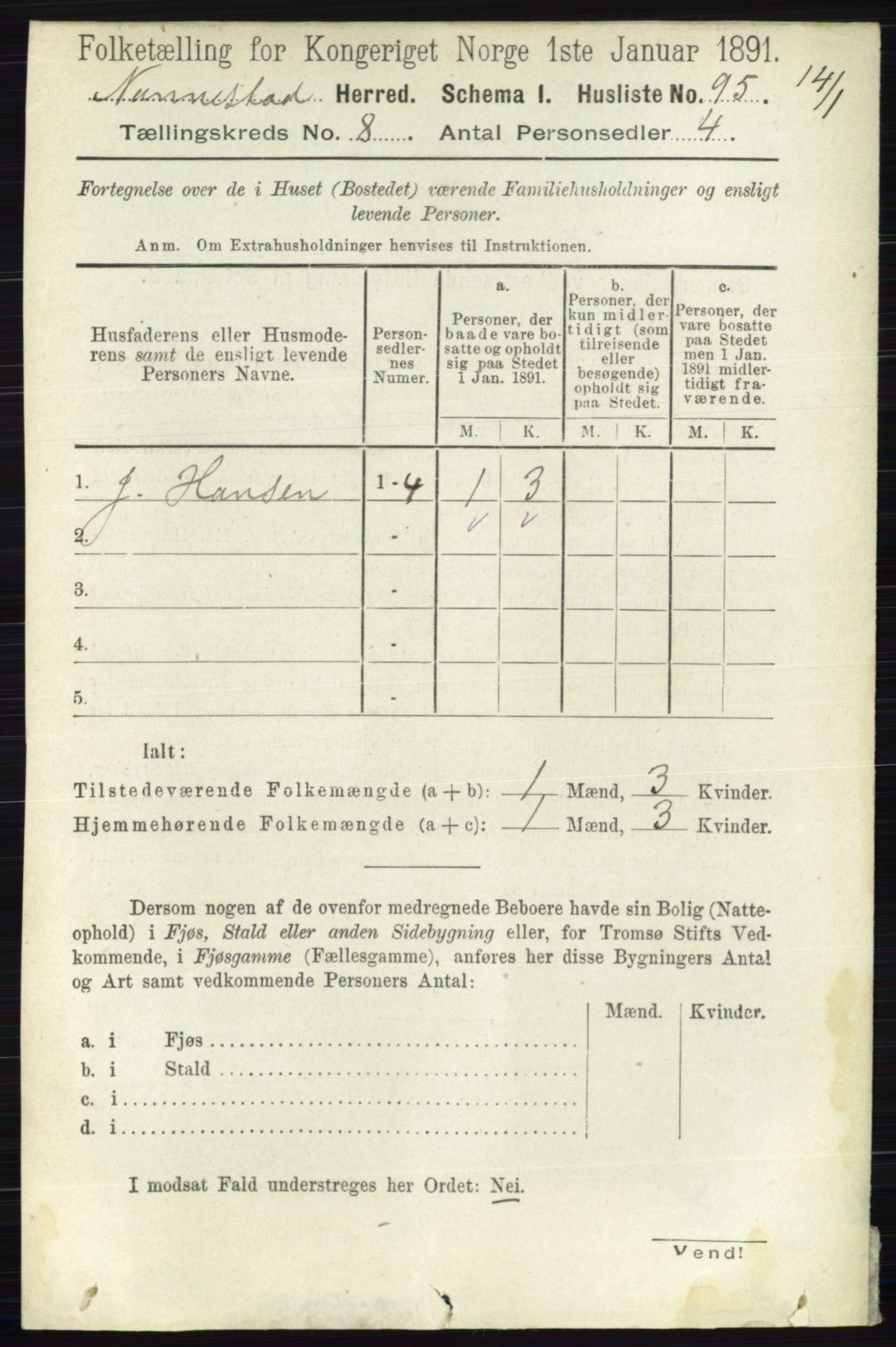 RA, 1891 census for 0238 Nannestad, 1891, p. 4427