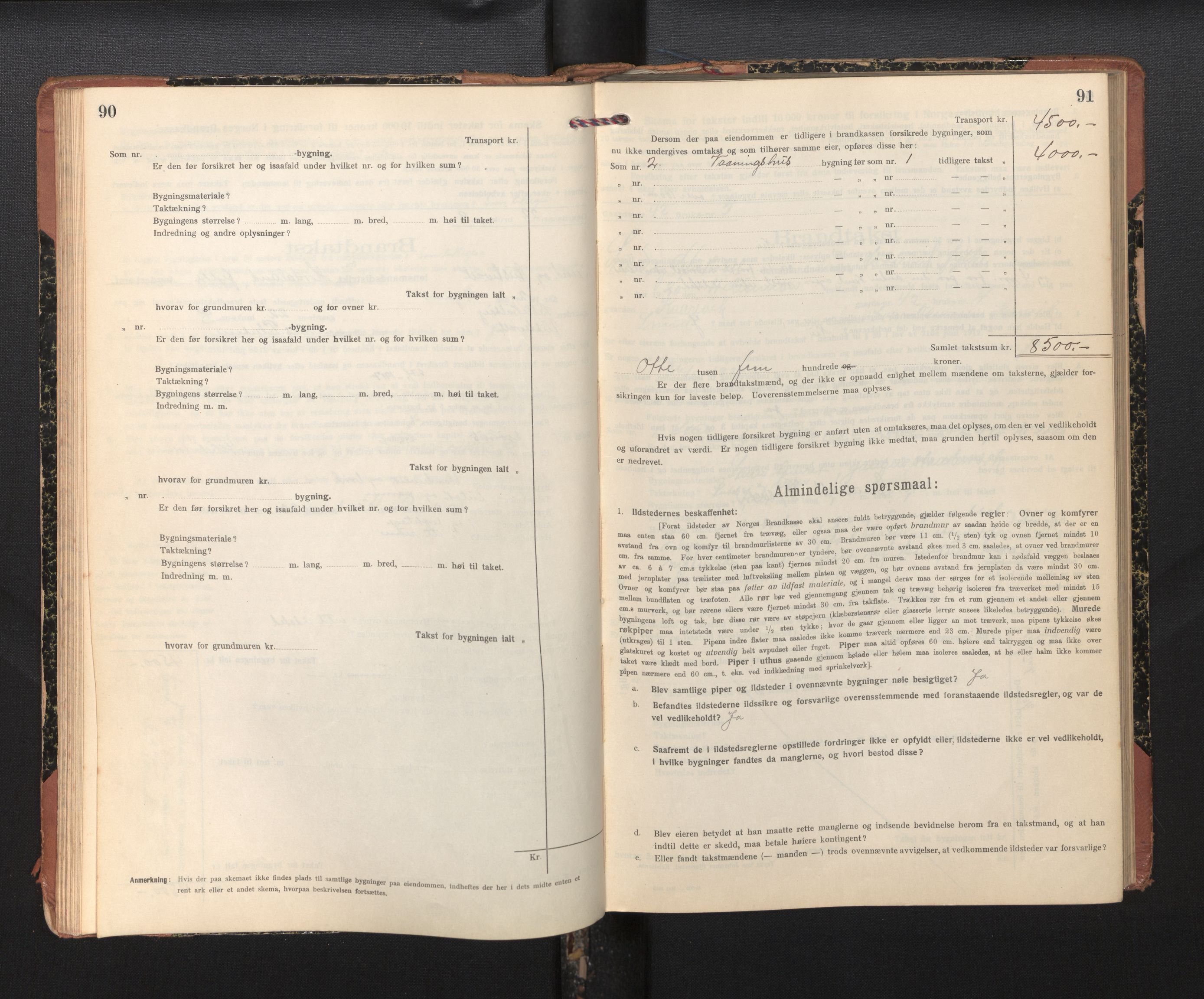 Lensmannen i Sund og Austevoll, AV/SAB-A-35201/0012/L0004: Branntakstprotokoll, skjematakst, 1917-1949, p. 90-91