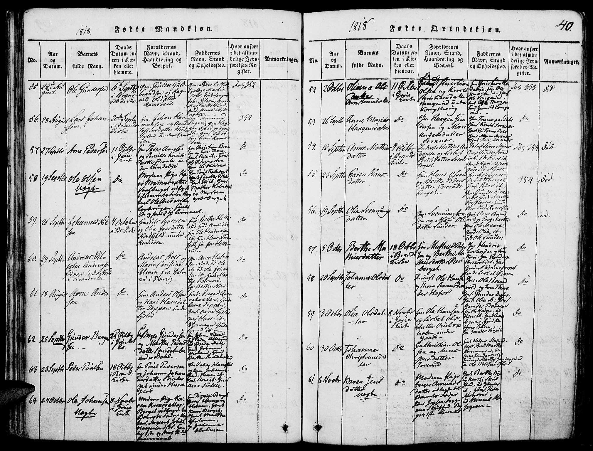 Grue prestekontor, AV/SAH-PREST-036/H/Ha/Haa/L0006: Parish register (official) no. 6, 1814-1830, p. 40