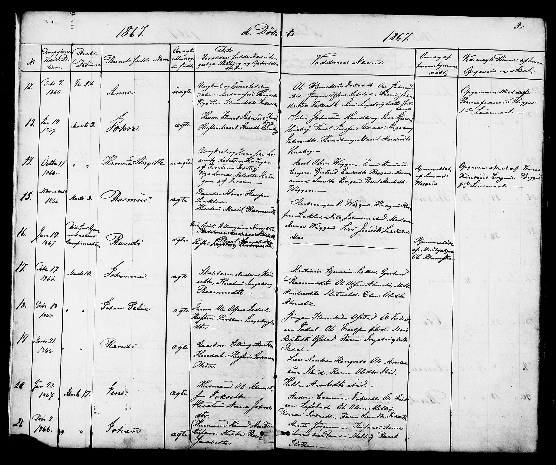 Ministerialprotokoller, klokkerbøker og fødselsregistre - Sør-Trøndelag, SAT/A-1456/665/L0777: Parish register (copy) no. 665C02, 1867-1915, p. 3